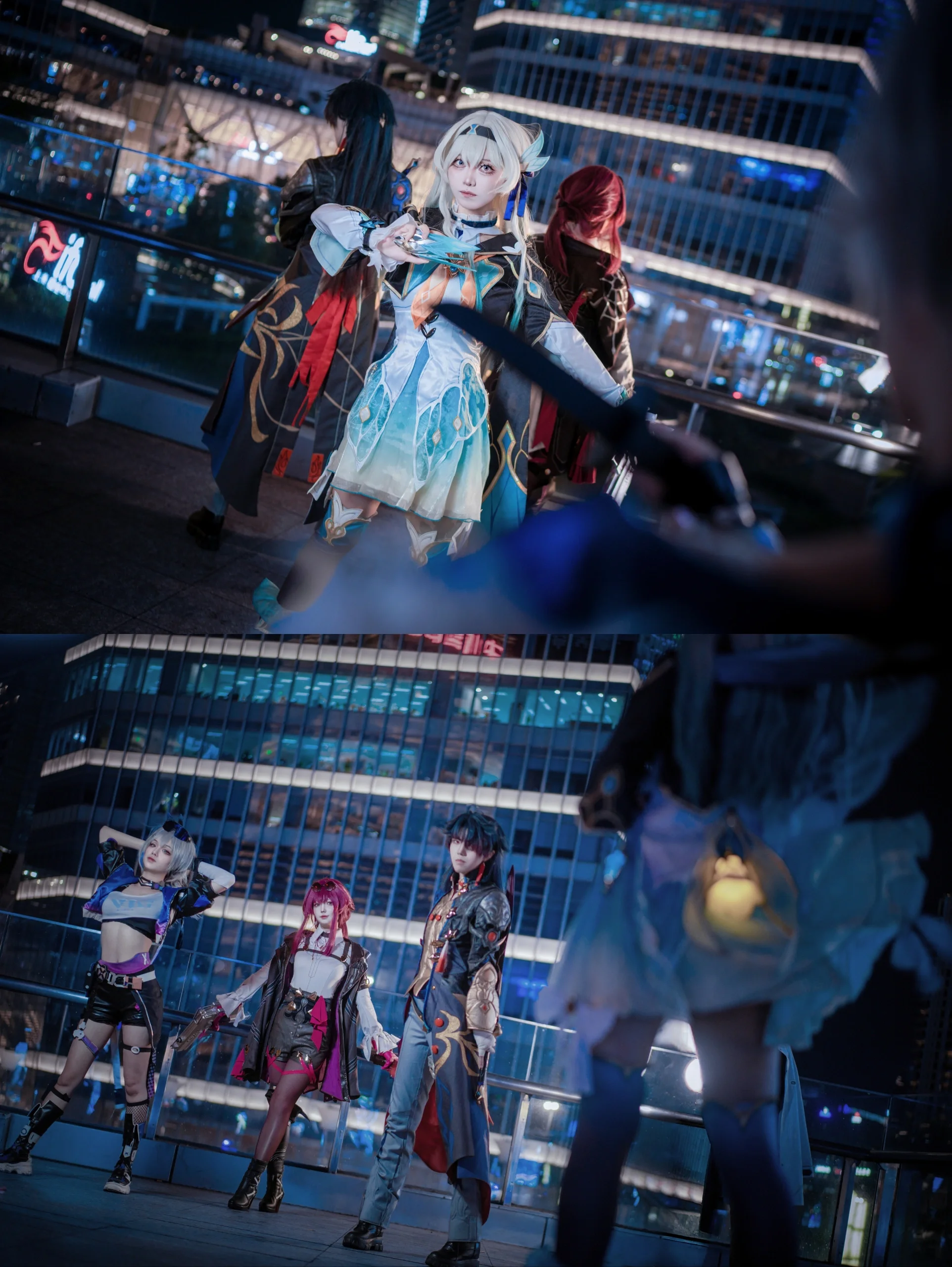 [Kafka, Blade, Silver Wolf & Firefly cosplay] Honkai: Star Rail — Stellaron Hunters on a Night City Rooftop - Image 9