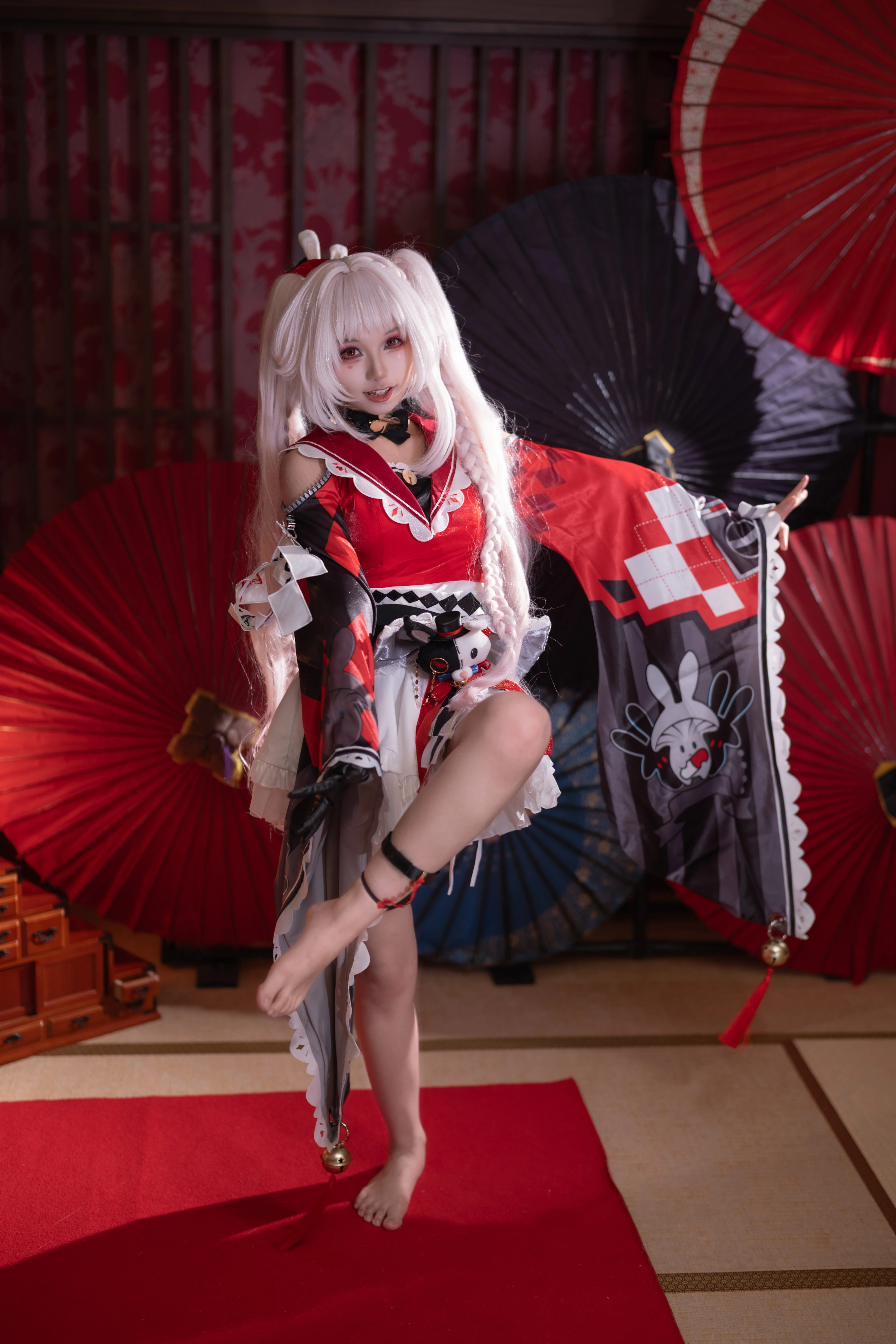 【火花cos】崩壞星穹鐵道的和風造型，紅白黑配色細節滿滿 - 第 1 張
