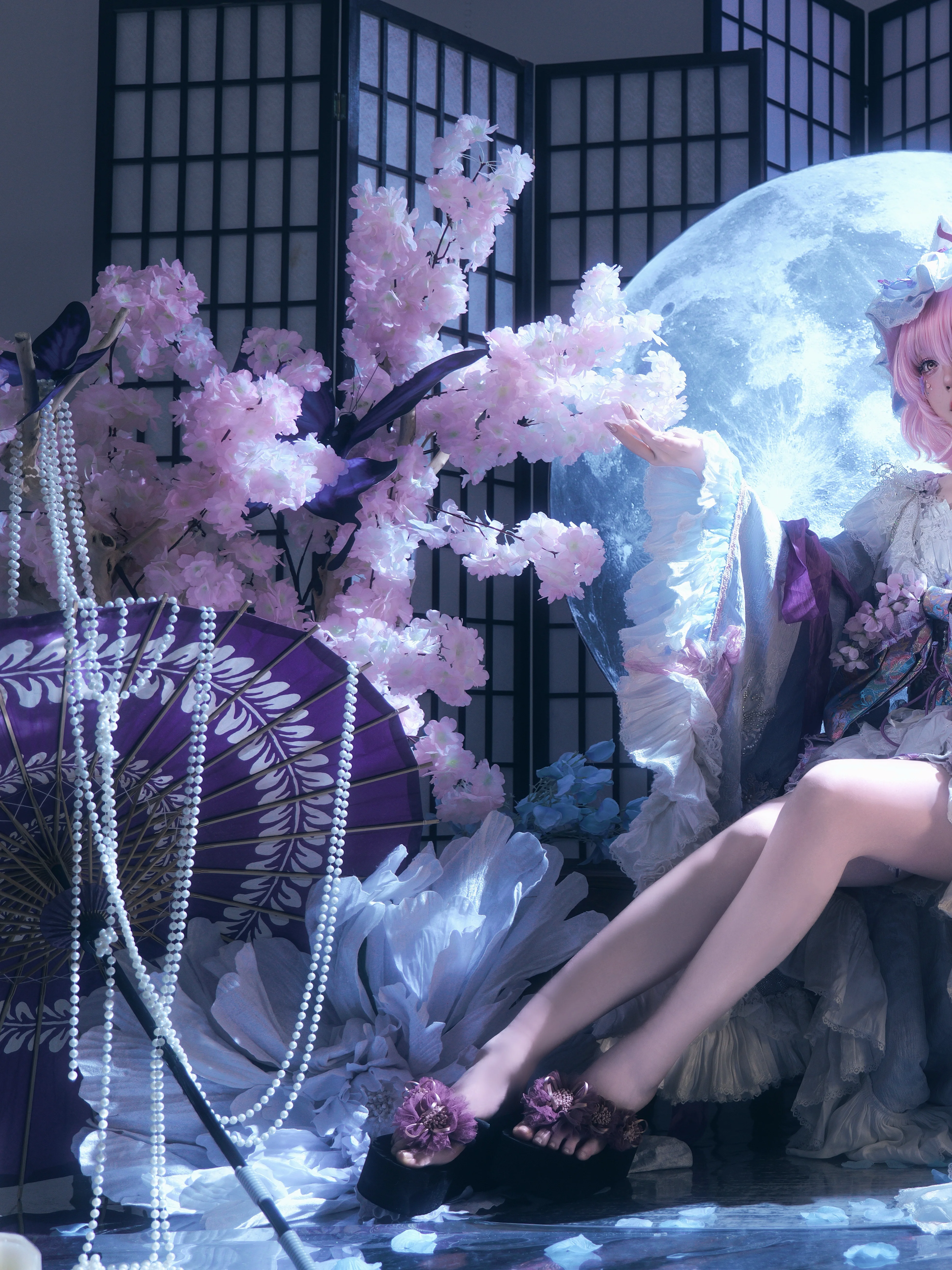 【西行寺幽幽子cos】白玉楼的月色与樱花，东方project幻境 - 第 2 张