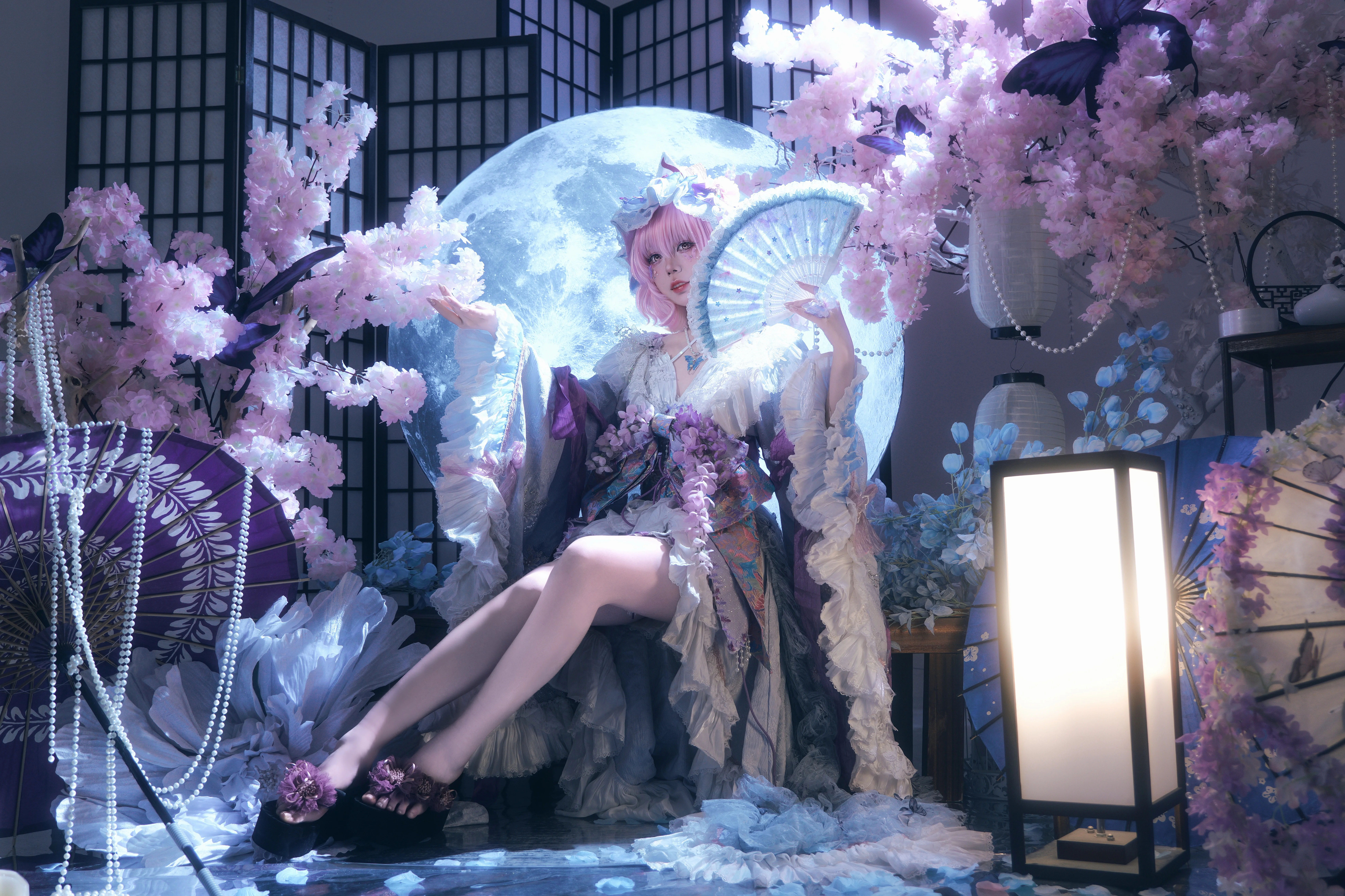 【西行寺幽幽子cos】白玉楼的月色与樱花，东方project幻境