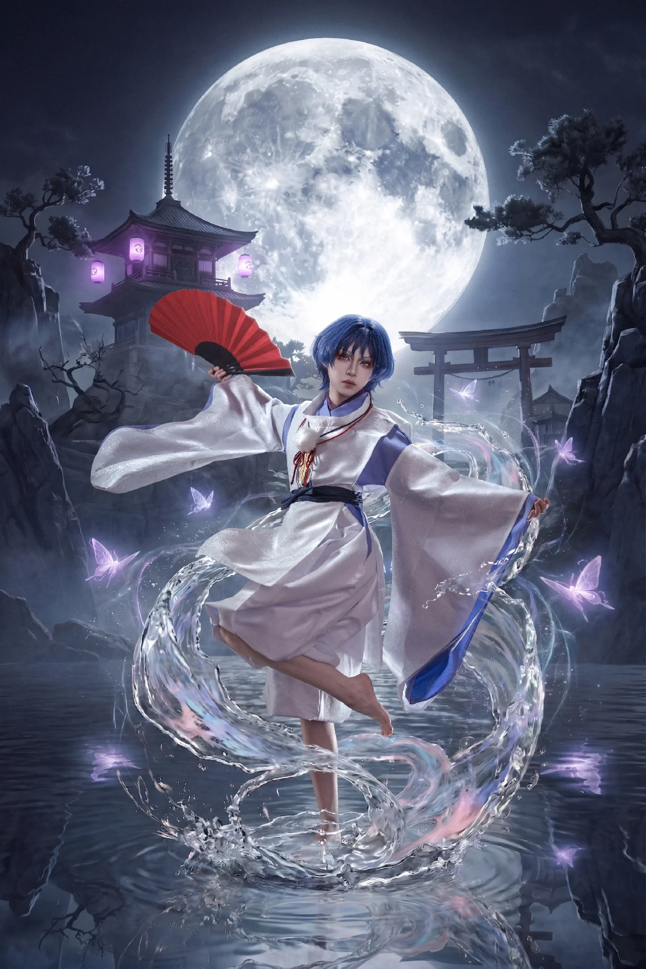 【白散cos】月夜下的踏水之舞，还原倾奇者的清冷