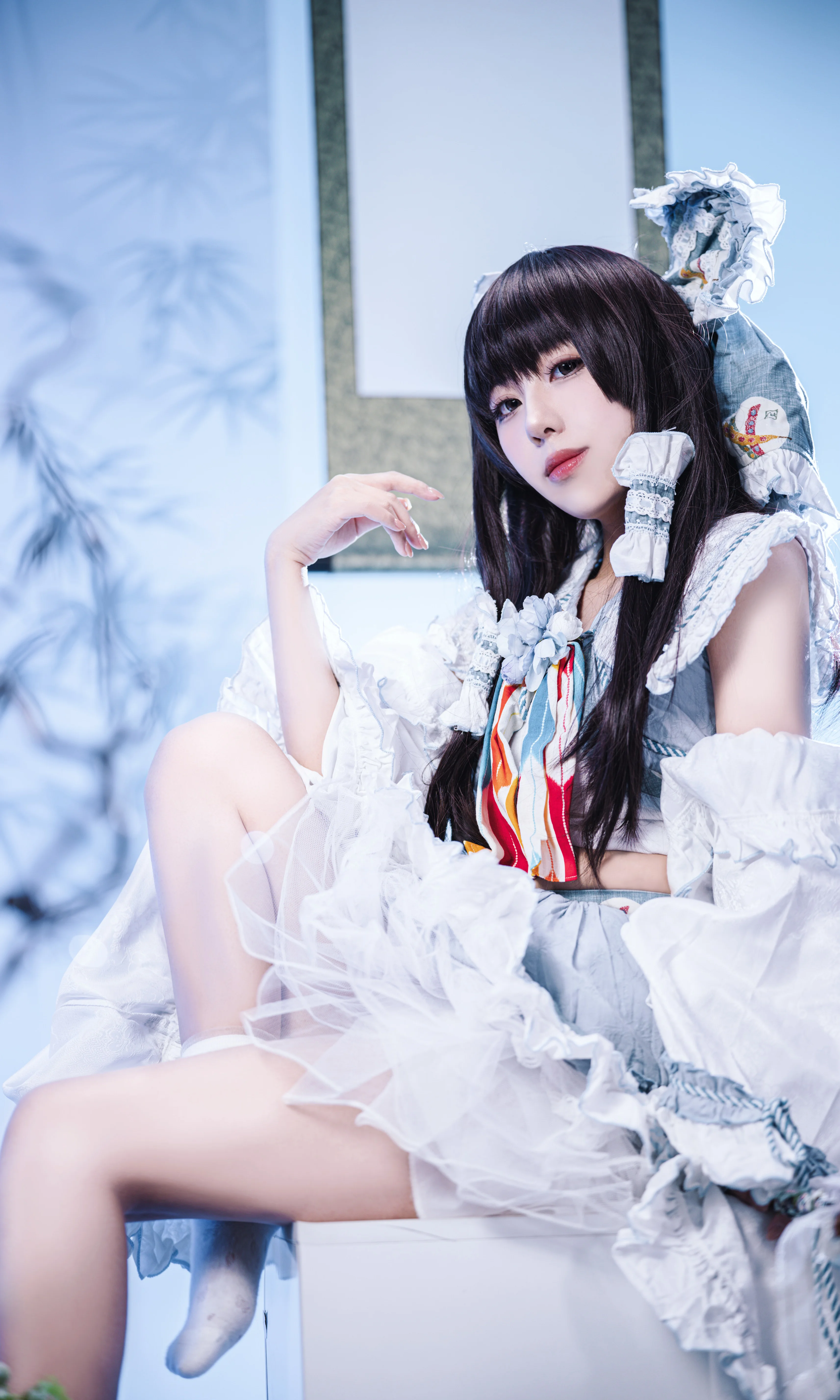【博丽灵梦cos】东方Project二创青灵梦的白棚动作参考正片 - 第 10 张