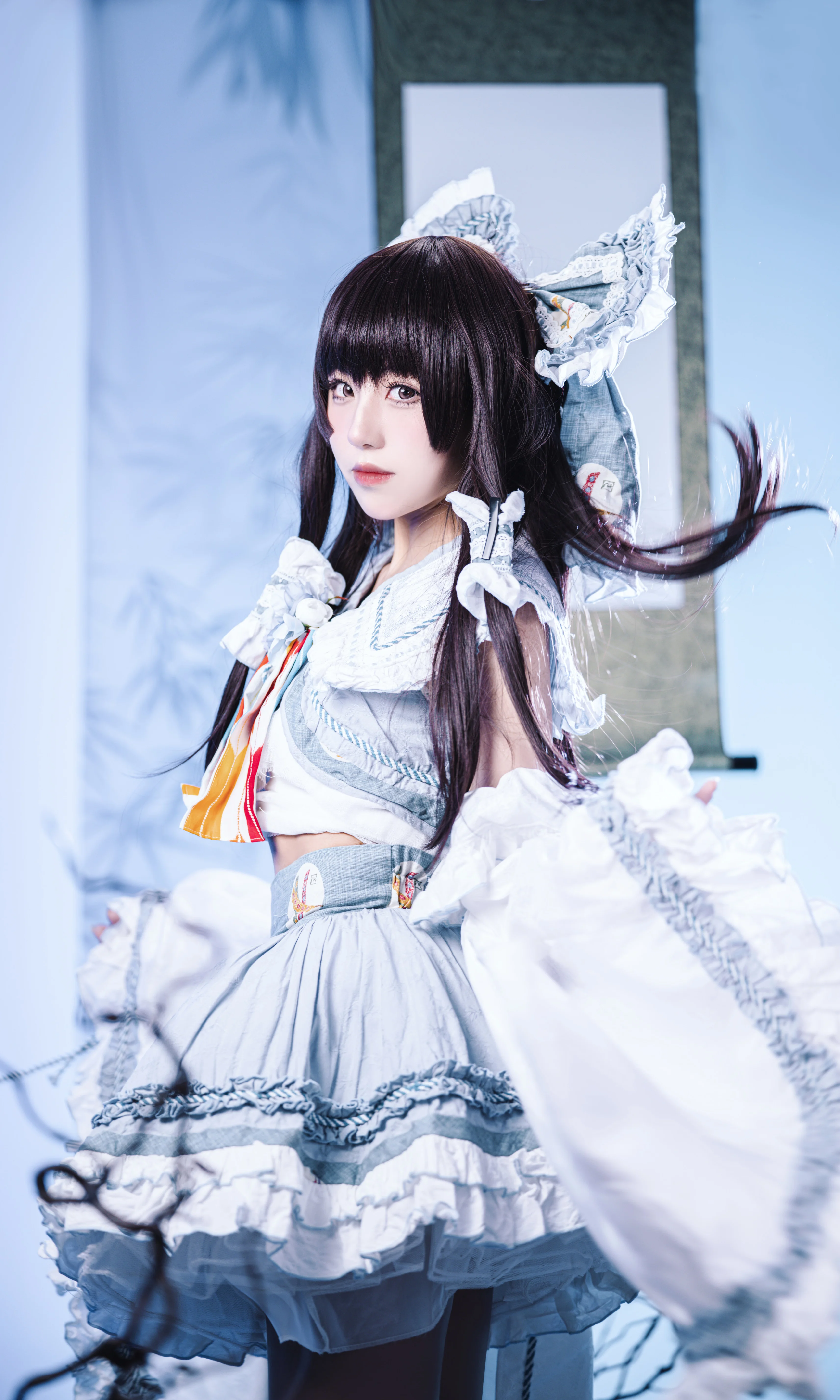 【博丽灵梦cos】东方Project二创青灵梦的白棚动作参考正片 - 第 11 张