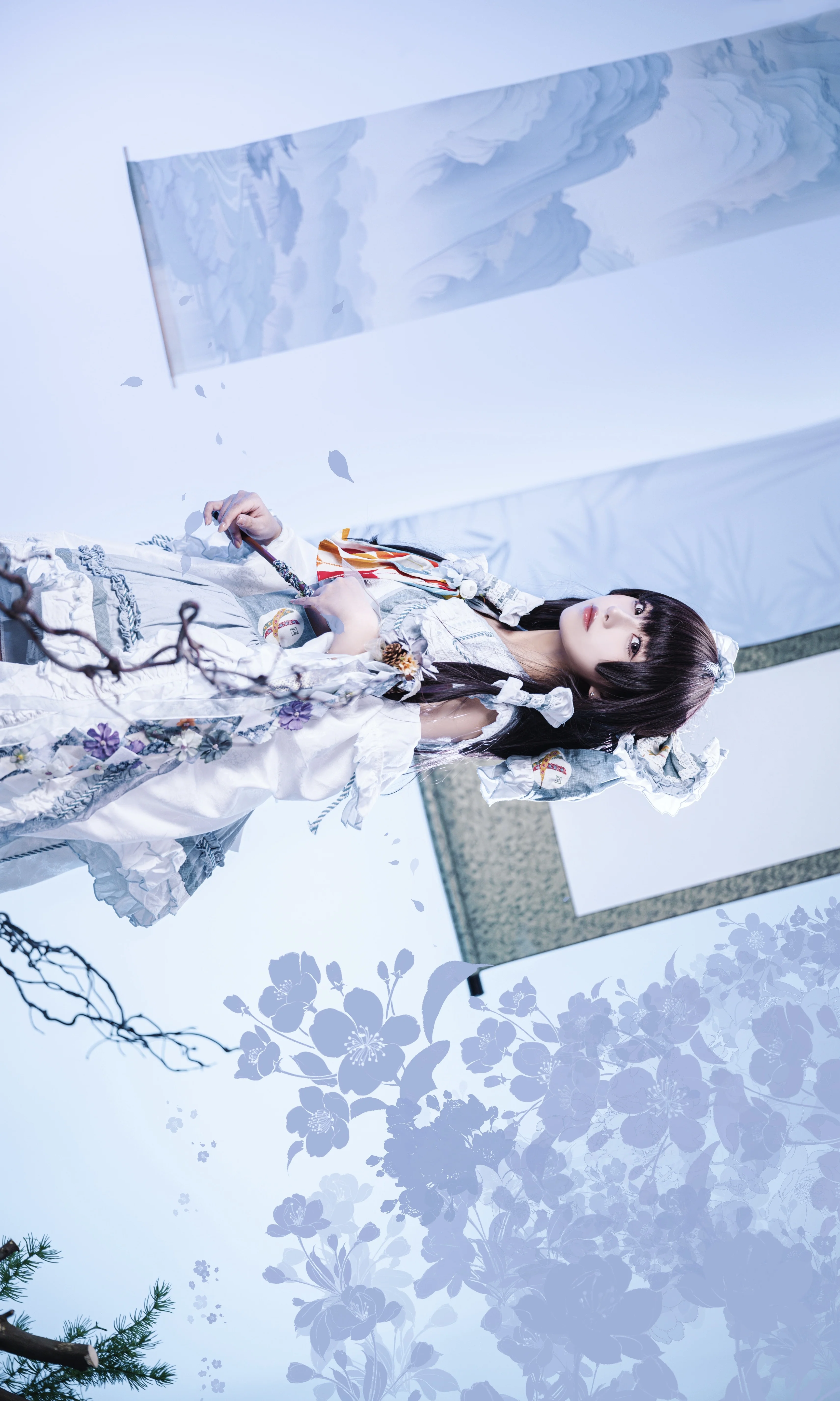 【博丽灵梦cos】东方Project二创青灵梦的白棚动作参考正片 - 第 12 张