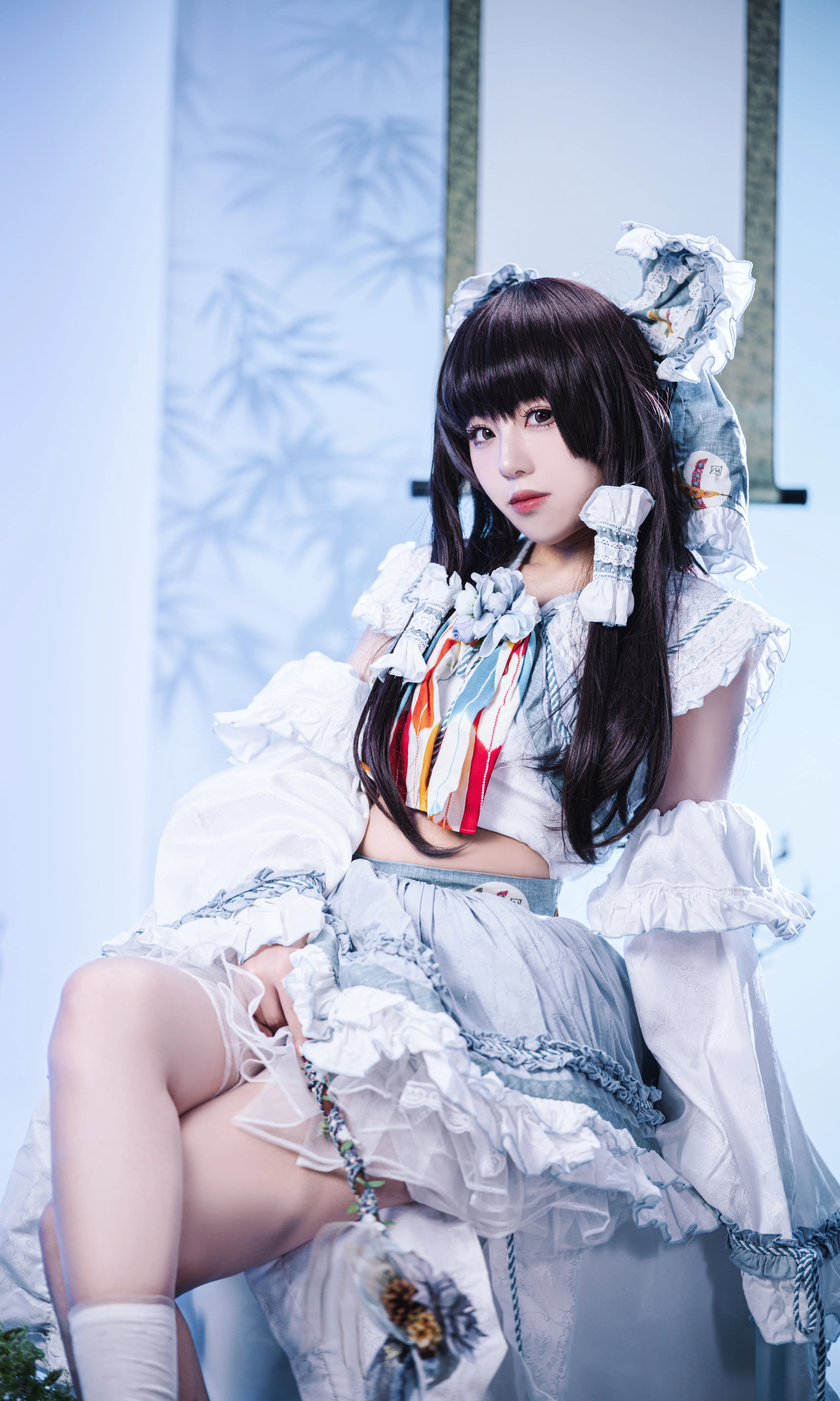 【博丽灵梦cos】东方Project二创青灵梦的白棚动作参考正片