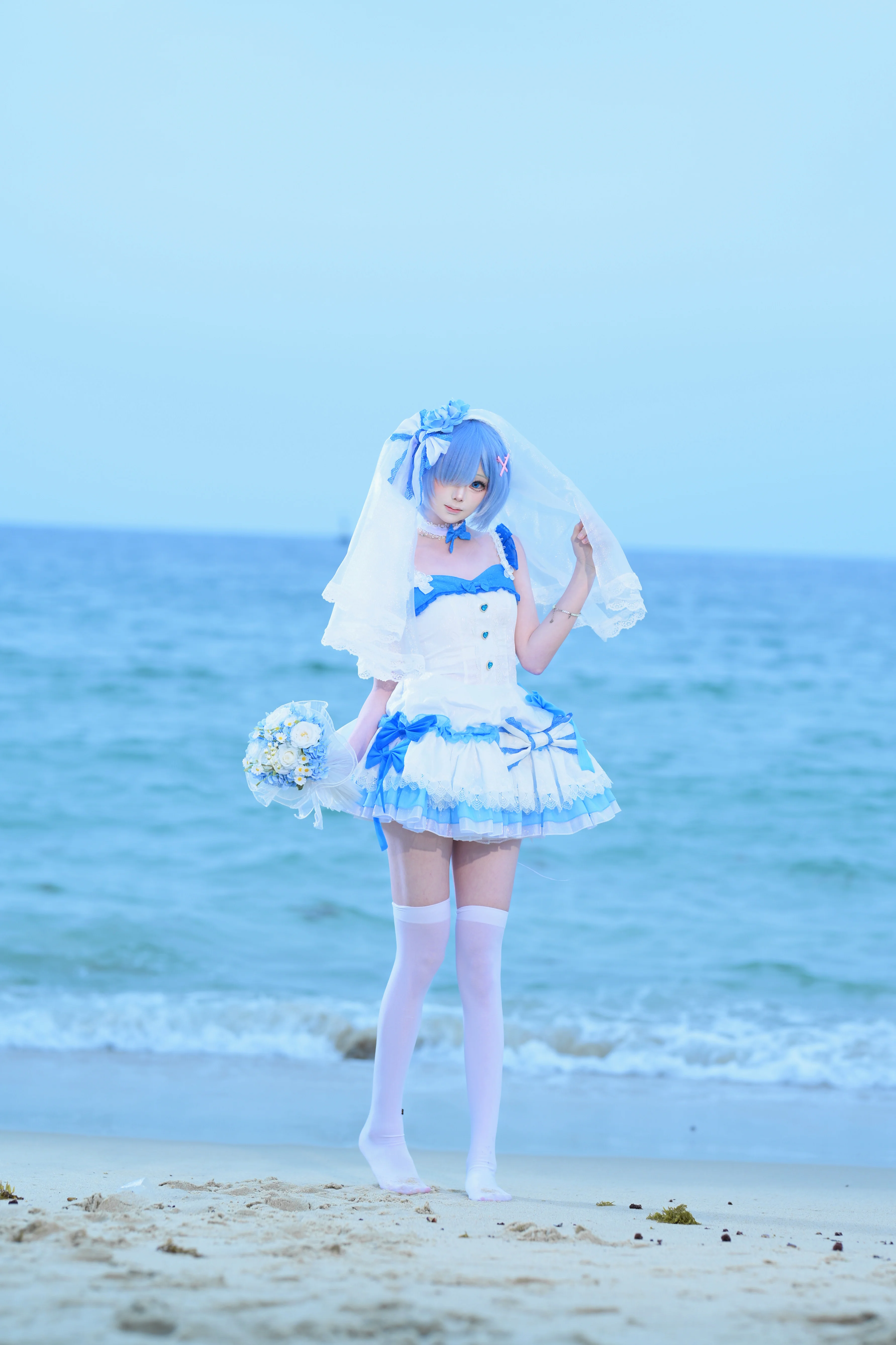 【蕾姆cos】海边花嫁，捕捉头纱透光的瞬间