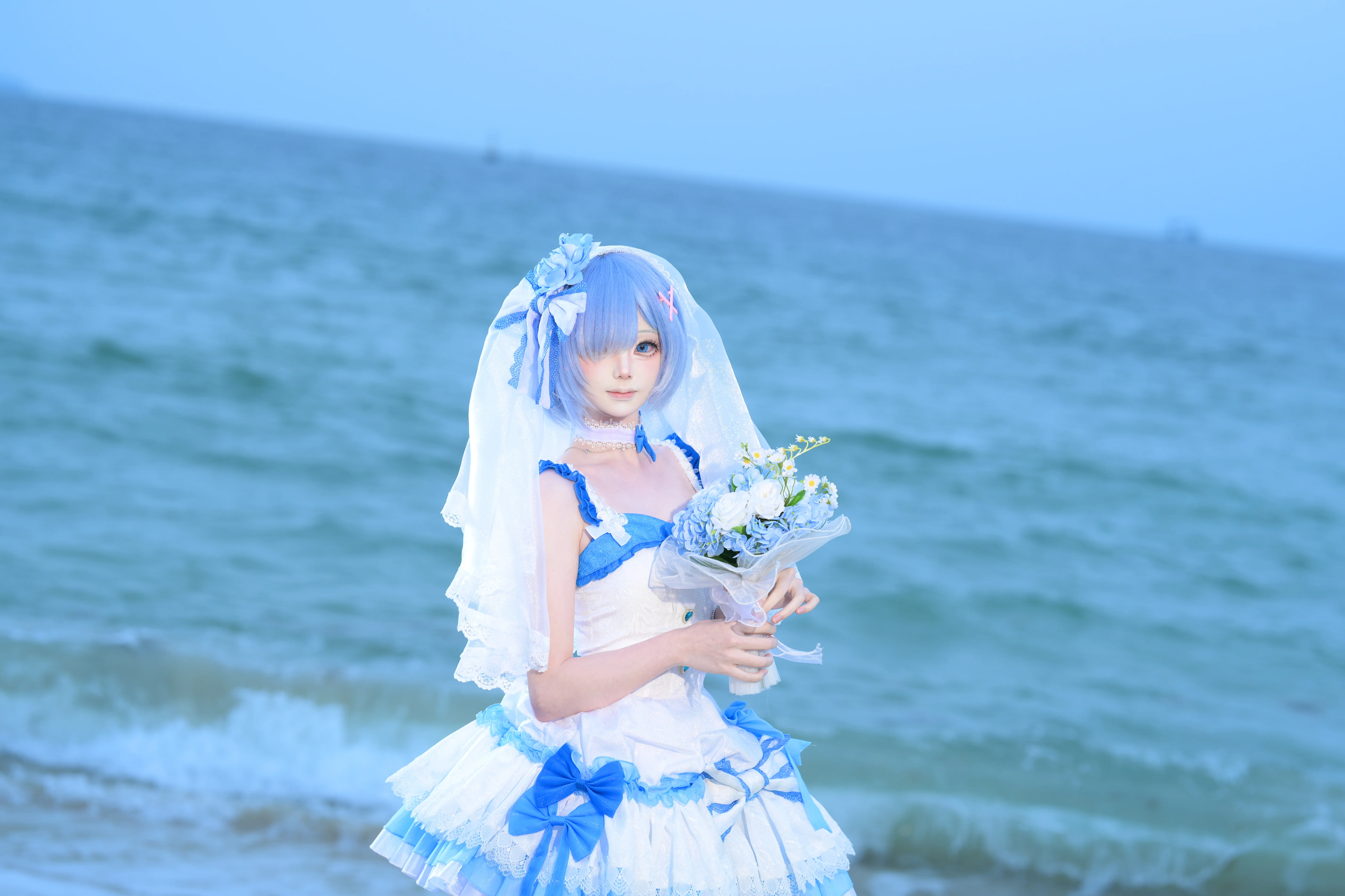 【蕾姆cos】海边花嫁，捕捉头纱透光的瞬间 - 第 3 张
