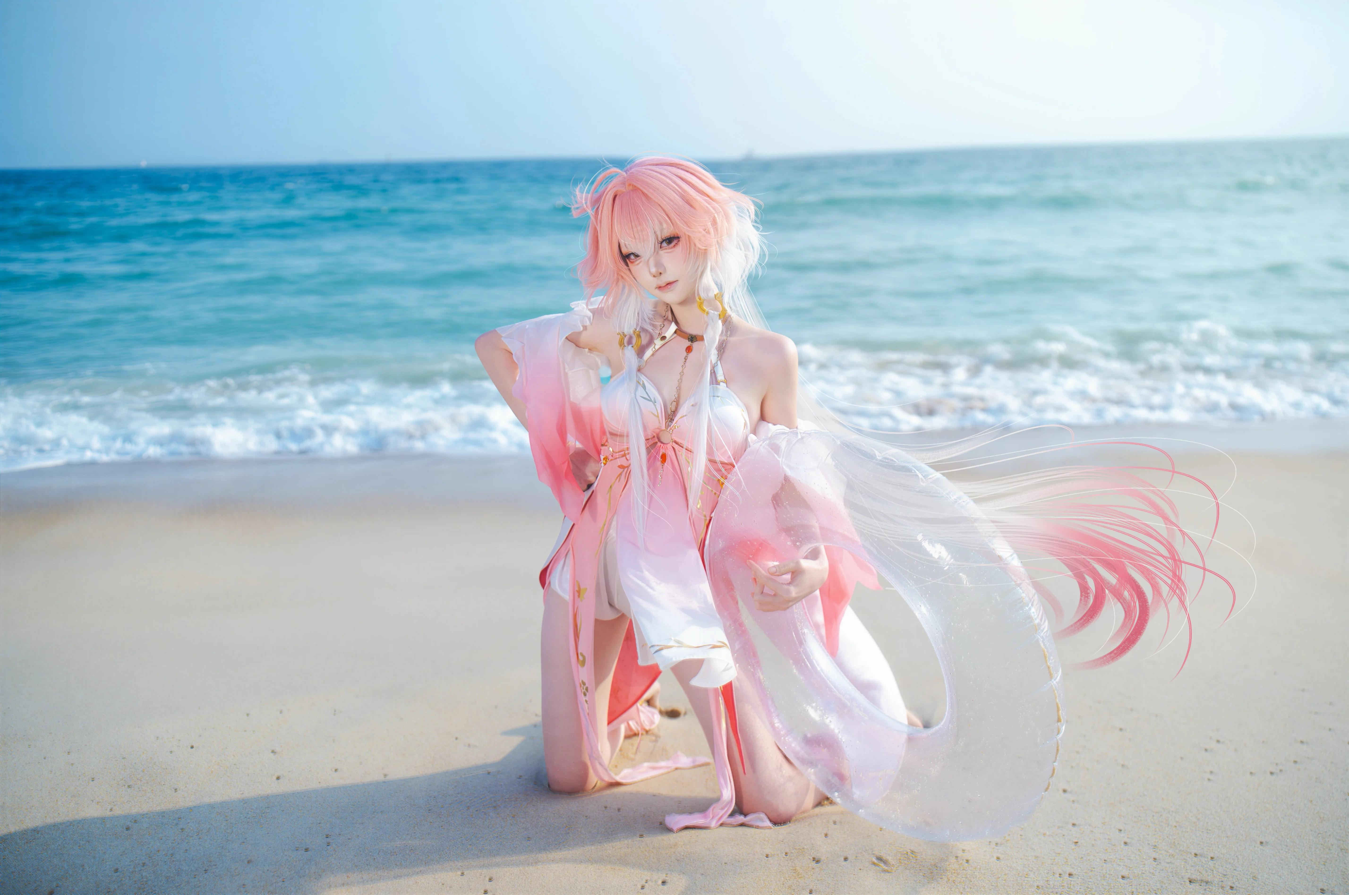 【长离cos】鸣潮海岸线，一抹粉白与海风的邂逅 - 第 5 张
