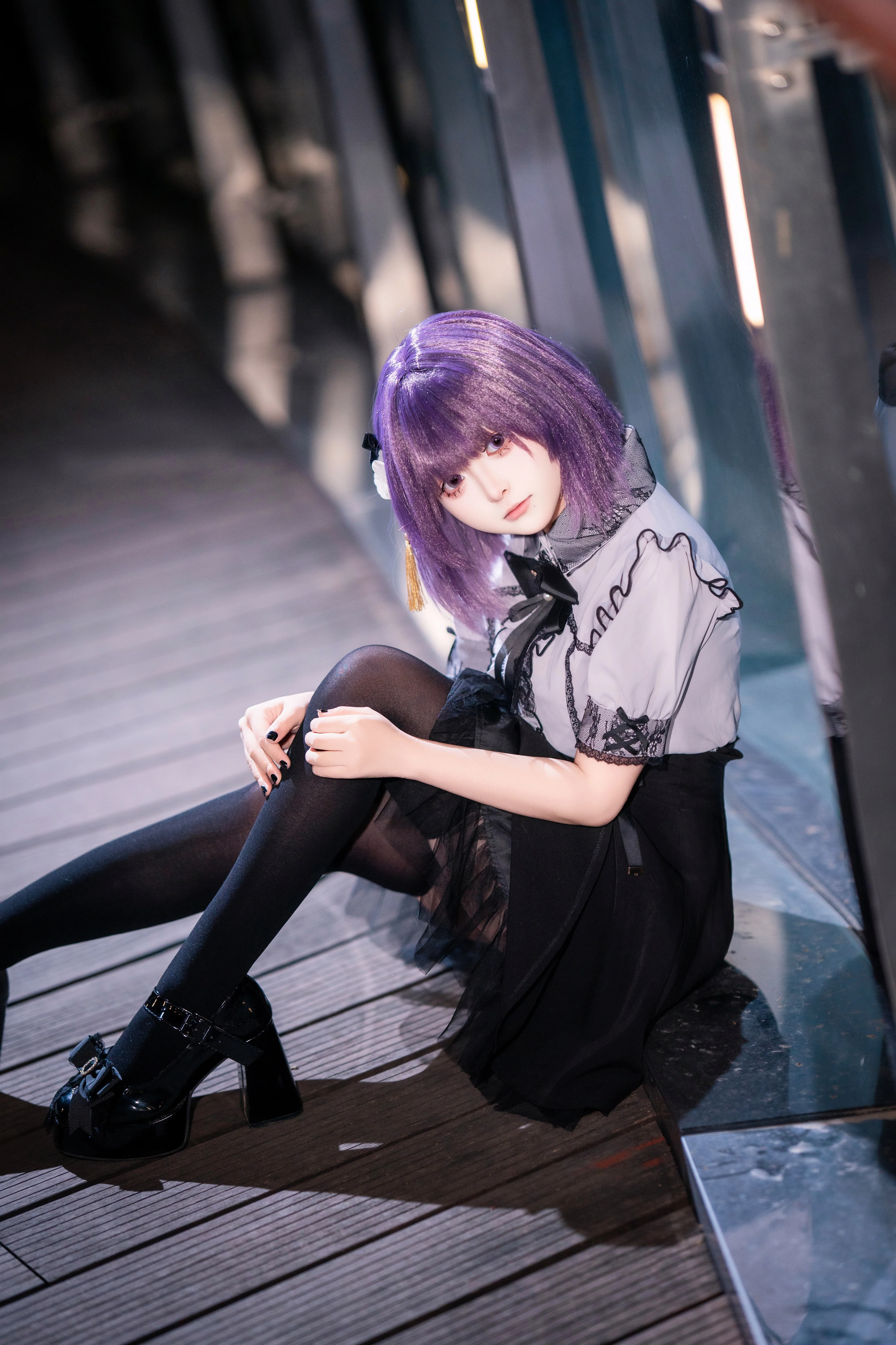 【秦谷美鈴cos】深夜玻璃栈桥的蕾丝系定格