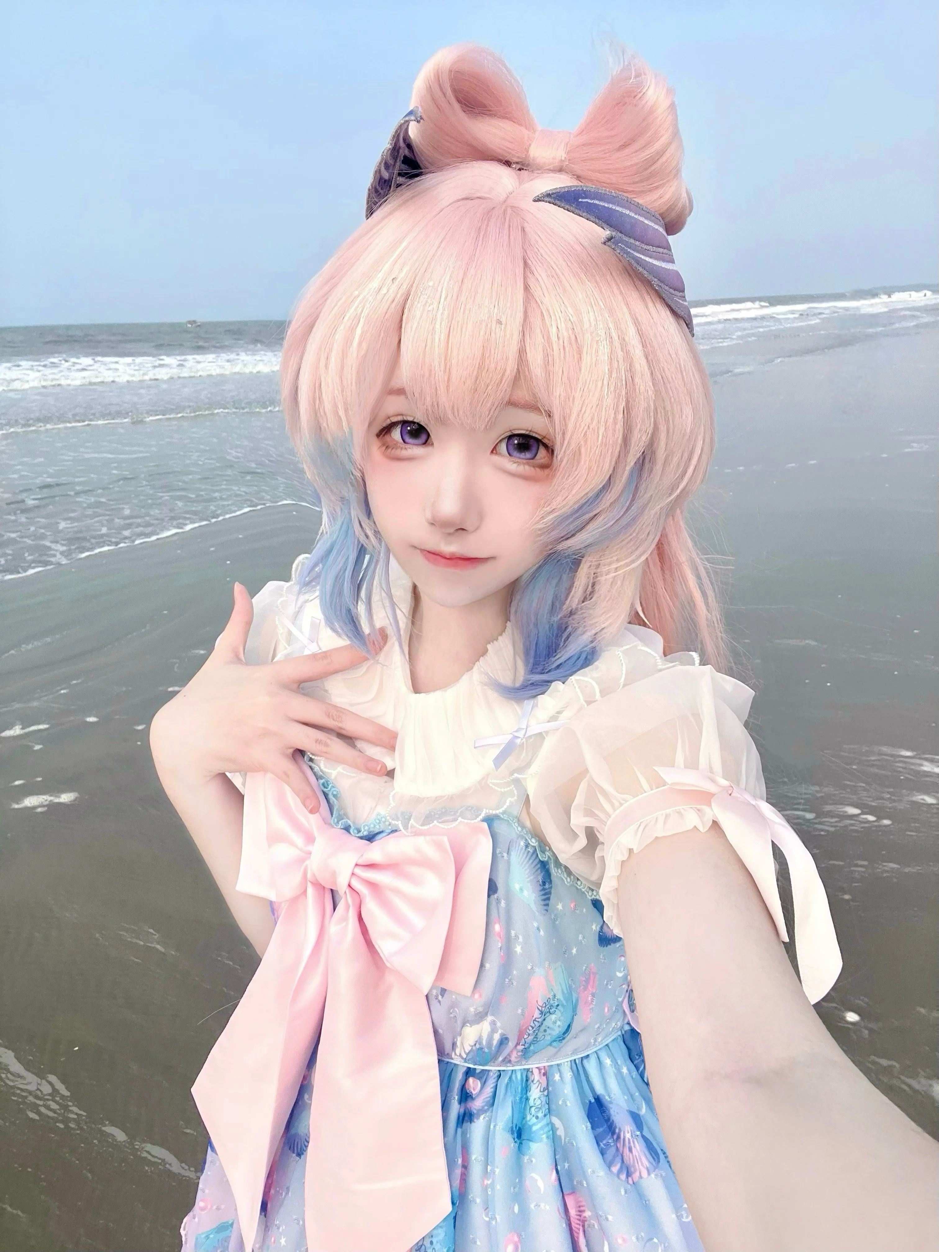【珊瑚宫心海cos】海边的私人定制，粉蓝贝壳风穿搭 - 第 2 张
