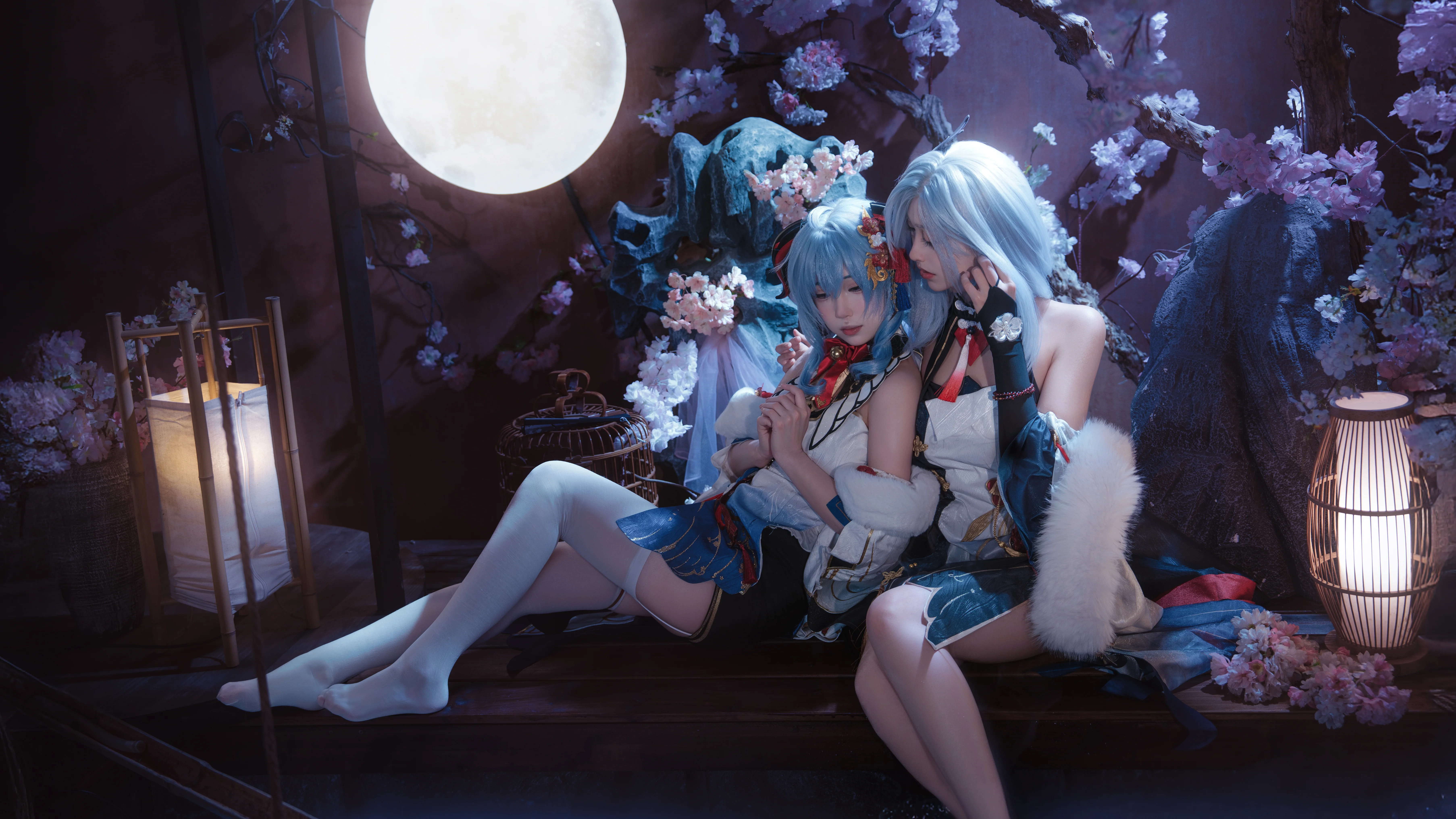 【甘雨cos】月下霜华，原神姐妹双人摄影 - 第 1 张