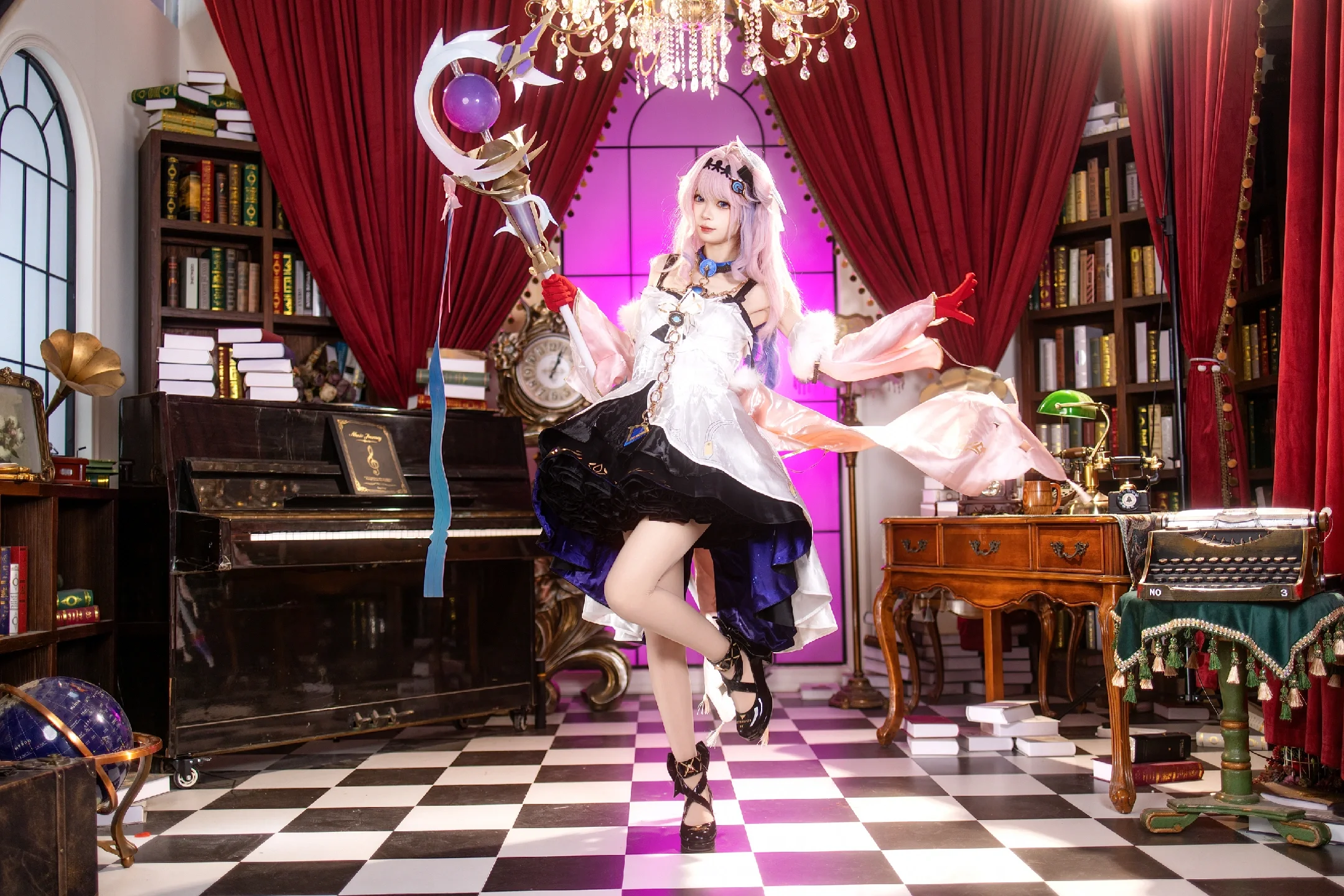 [Denia Cosplay] The Peach Girl from Wuthering Waves, Magical Moments in a Retro Study - Image 2
