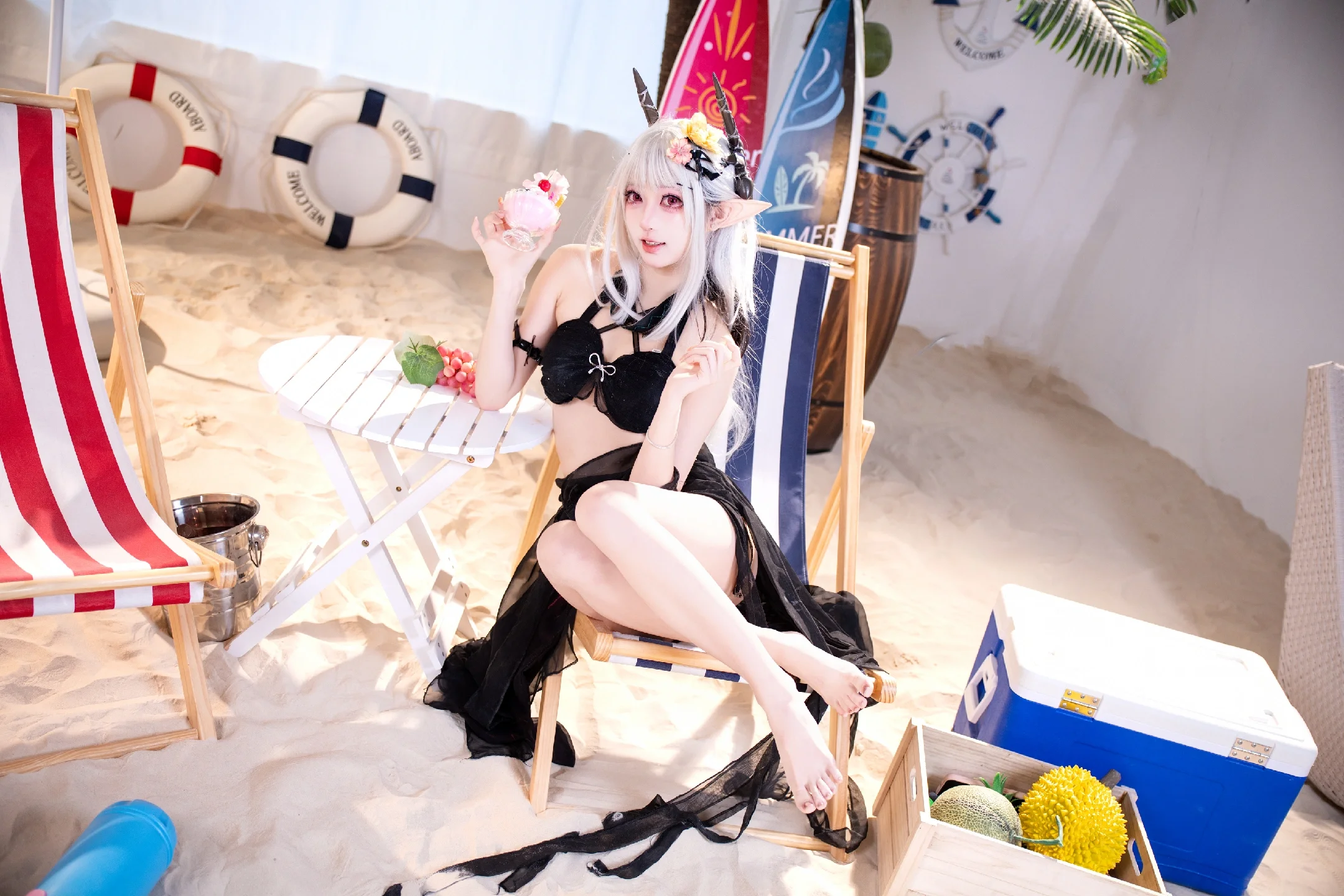 【Mudrock Cosplay】Arknights Summer Swimsuit, The Combination of Beach and Ice Cream