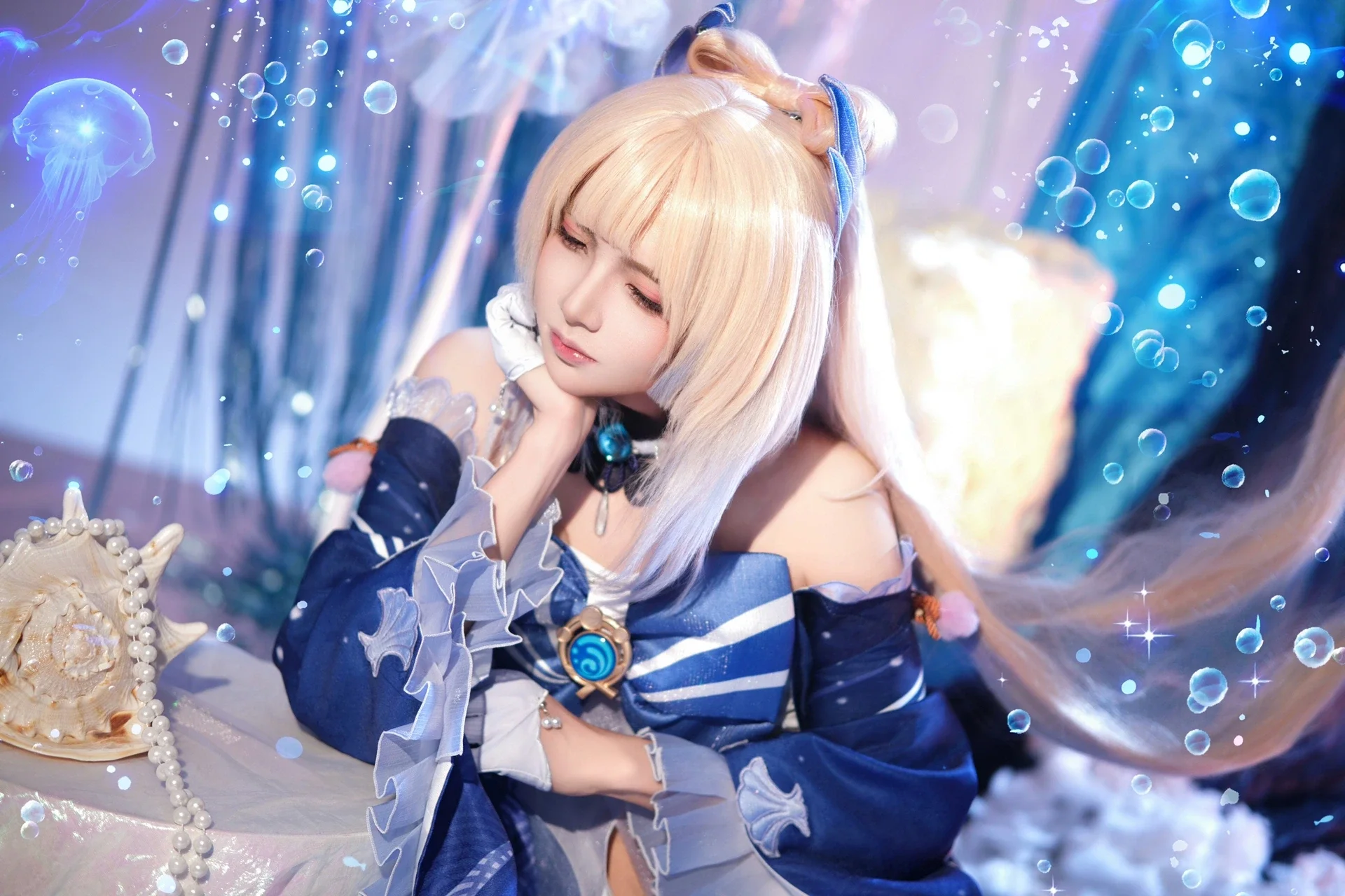 【珊瑚宫心海cos】原神海祇岛现人神巫女蓝色梦幻 - 第 1 张
