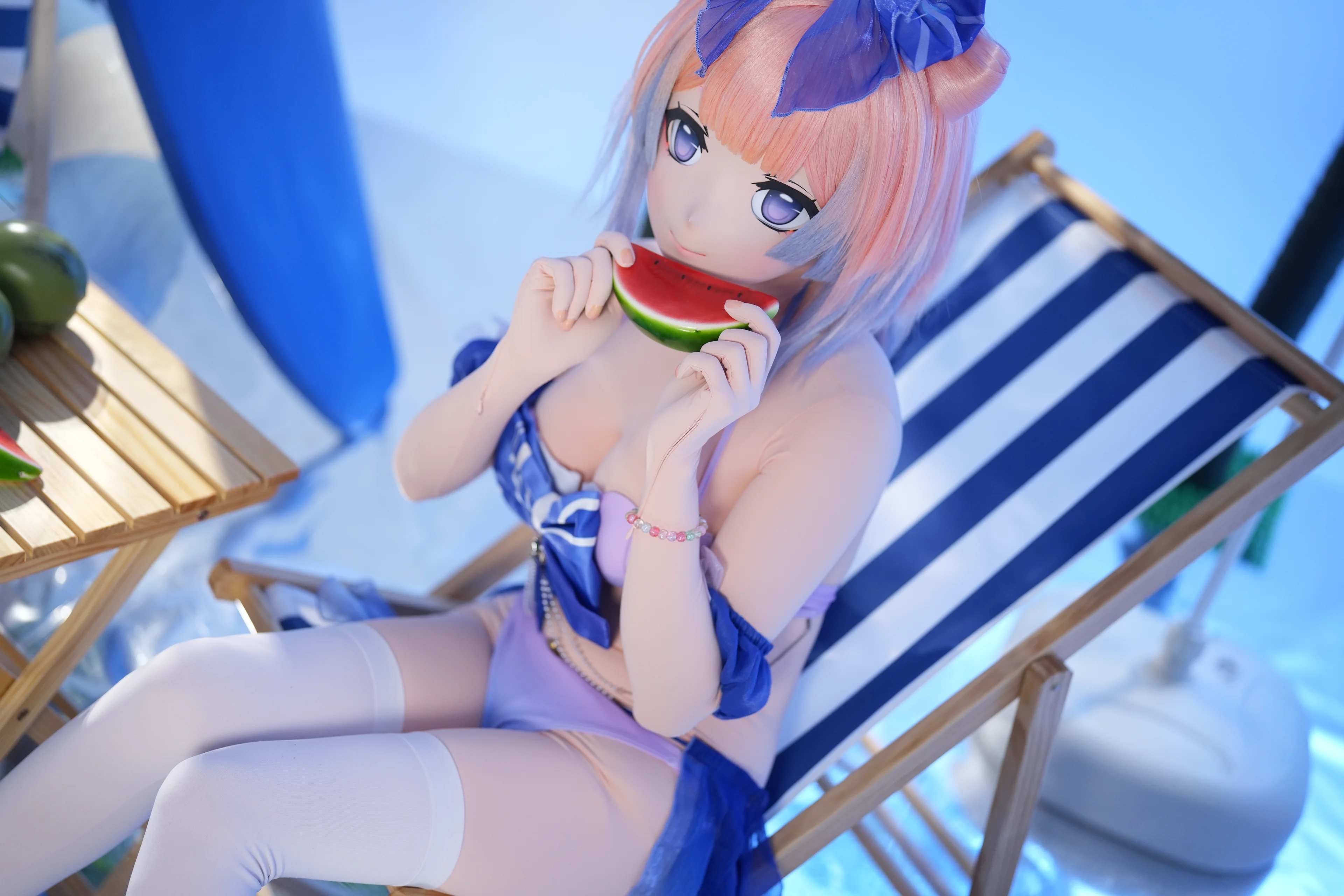【珊瑚宫心海cos】原神夏日清凉泳装，慵懒度假风 - 第 3 张