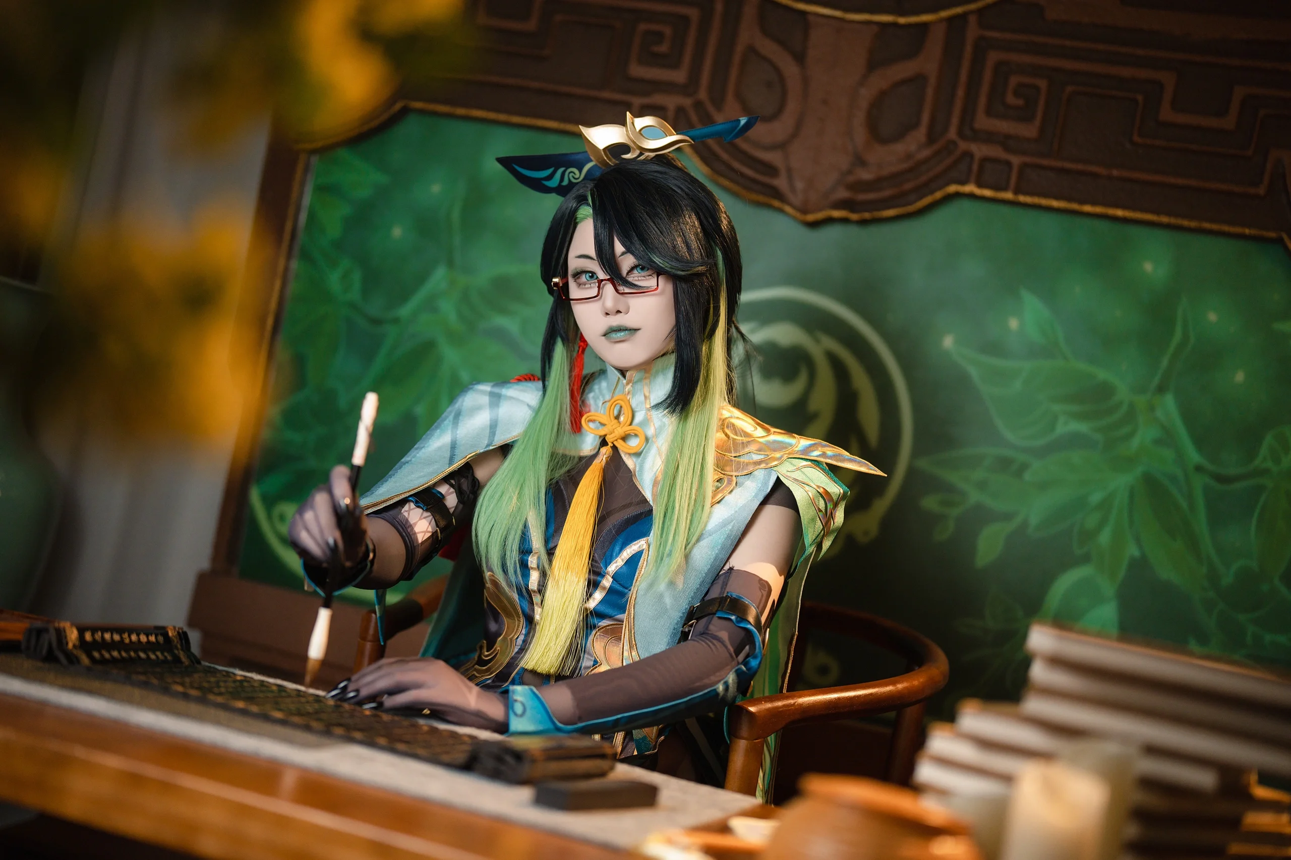 【閒雲cos】書房執筆與棚拍舞扇，原神角色的動靜詮釋