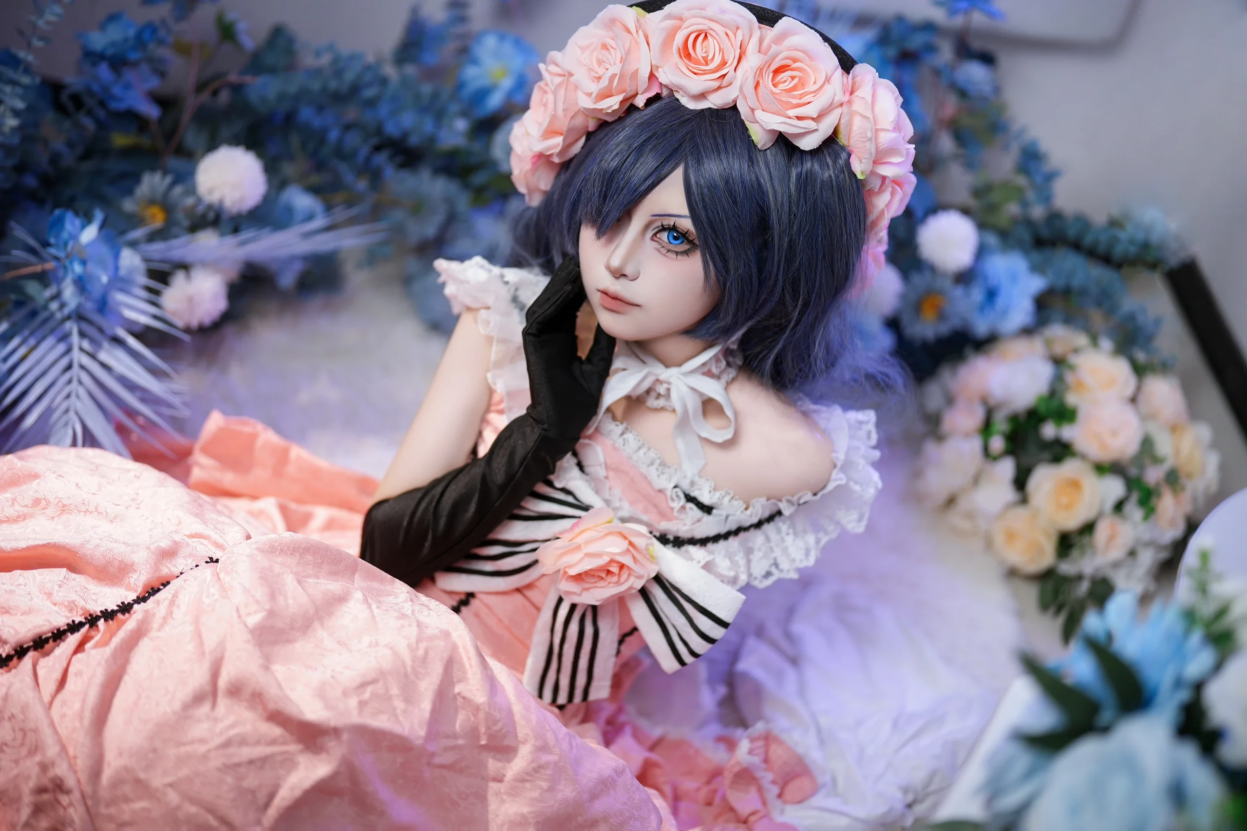 【夏尔cos】黑执事知更鸟变奏，粉色洋装与蓝色梦幻 - 第 1 张
