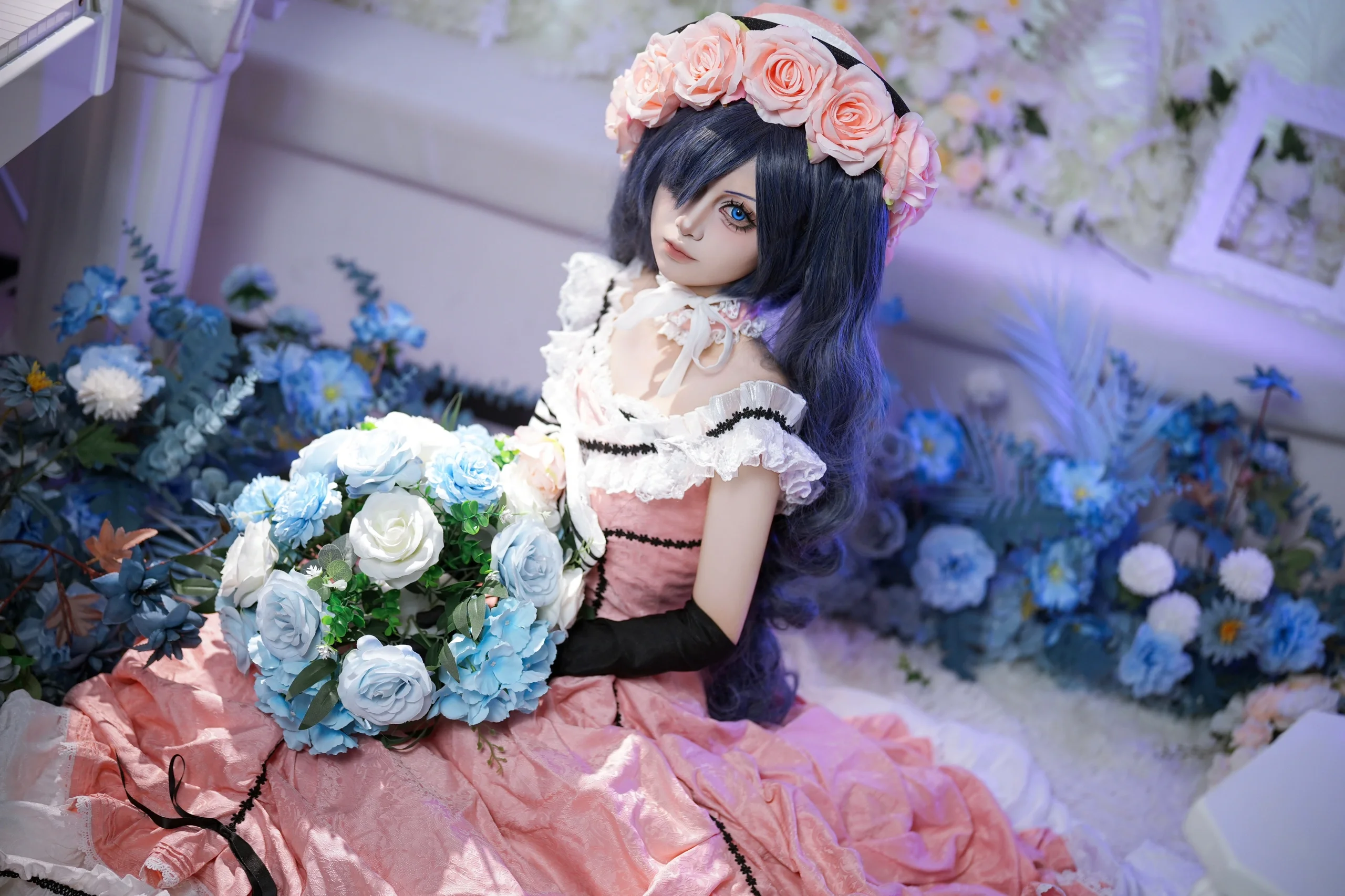 【夏尔cos】黑执事知更鸟变奏，粉色洋装与蓝色梦幻 - 第 2 张