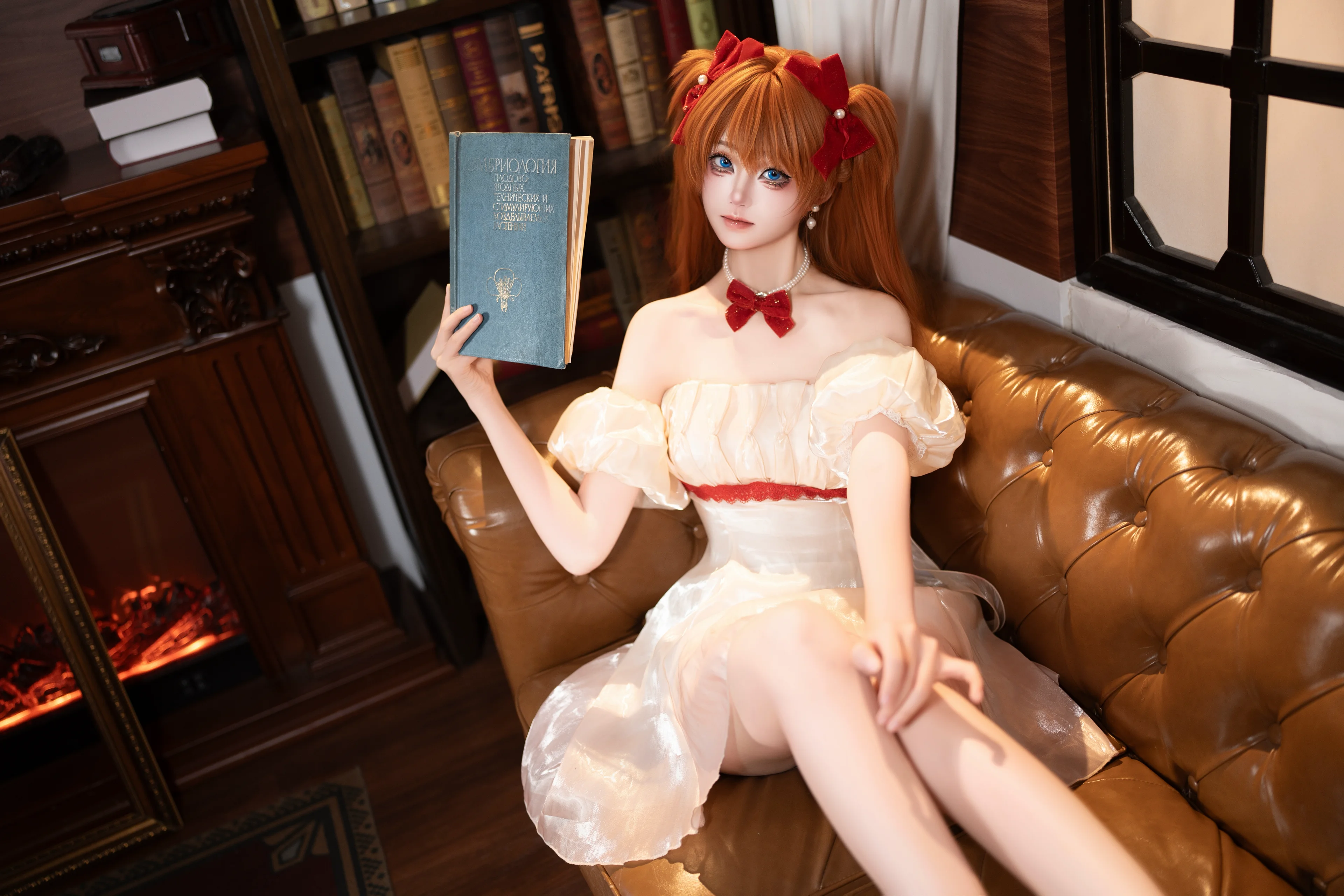 【明日香cos】新世纪福音战士，裙装与古典书房的碰撞