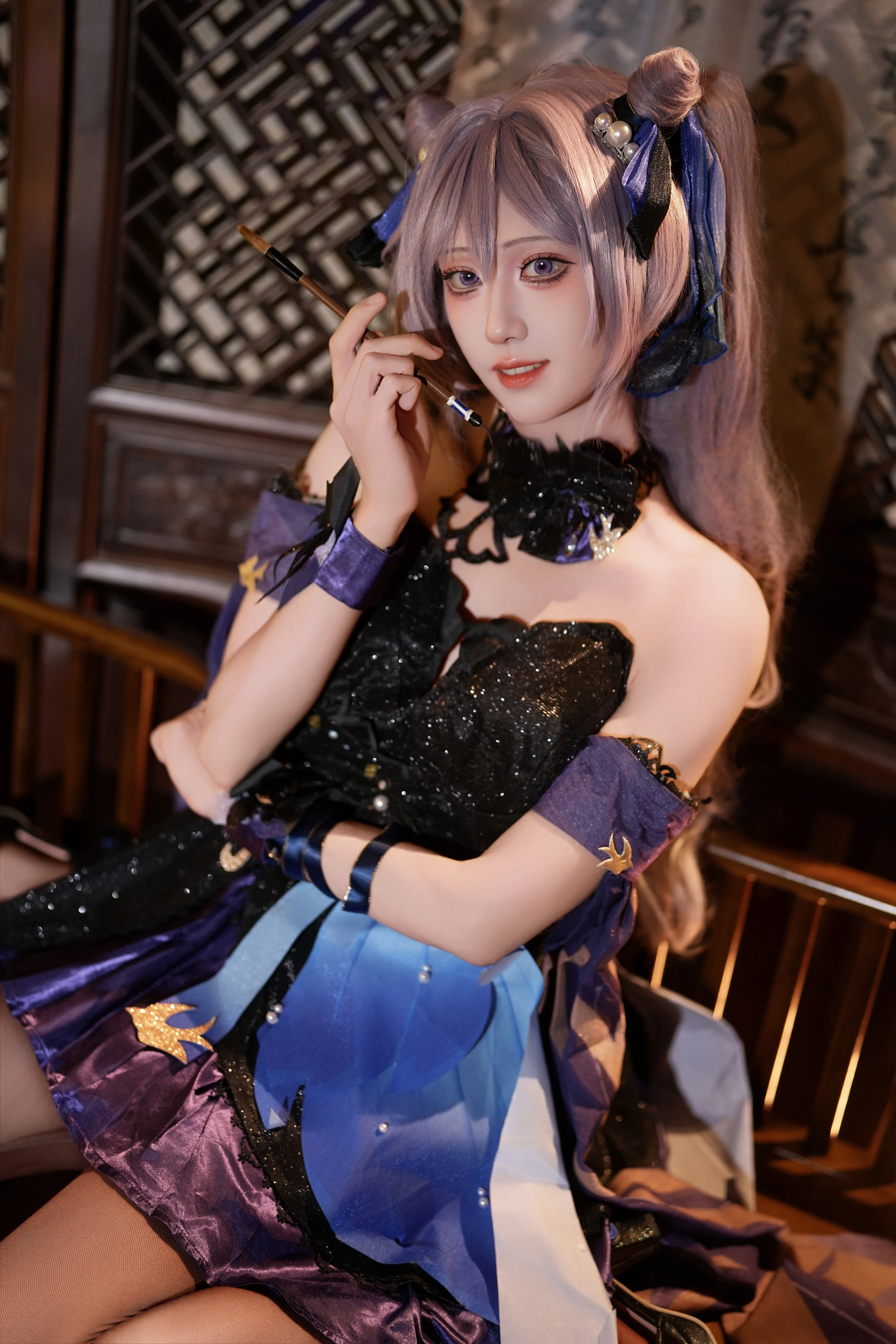 【刻晴cos】月下古韵与伞下微光，重现璃月之风 - 第 2 张