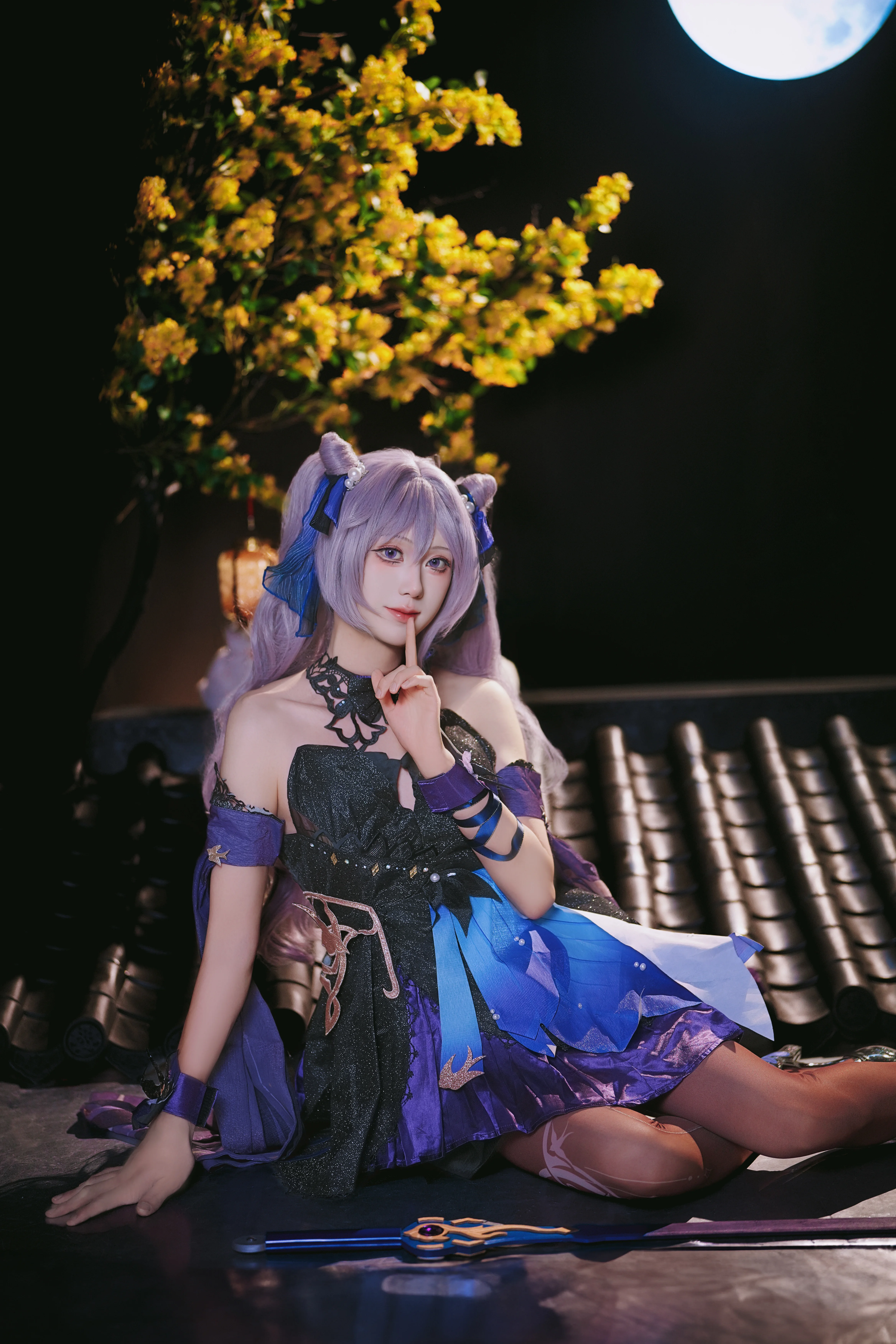 【刻晴cos】月下古韵与伞下微光，重现璃月之风 - 第 3 张