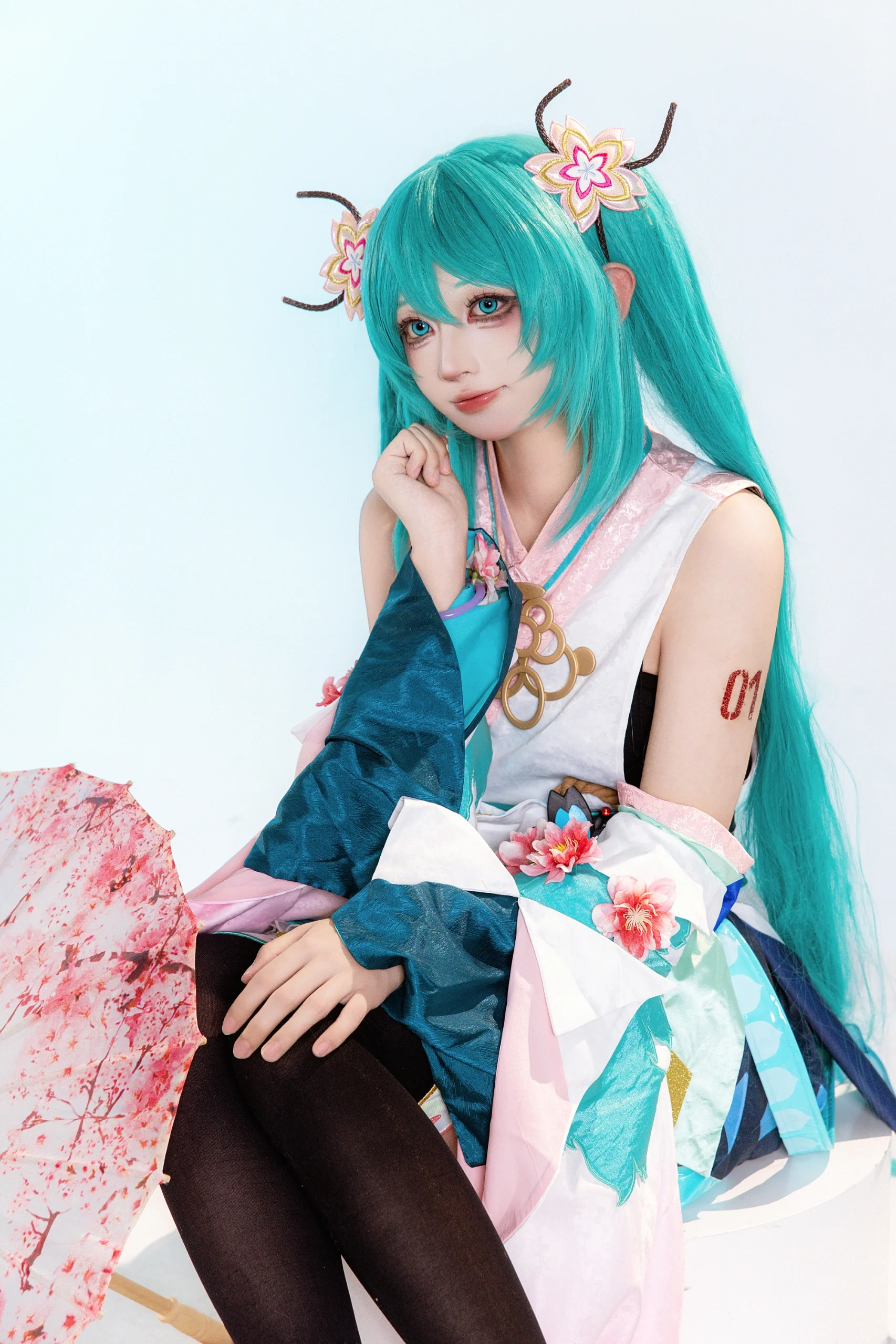 【初音未来cos】阴阳师联动造型，这次穿上了和风樱花套 - 第 2 张