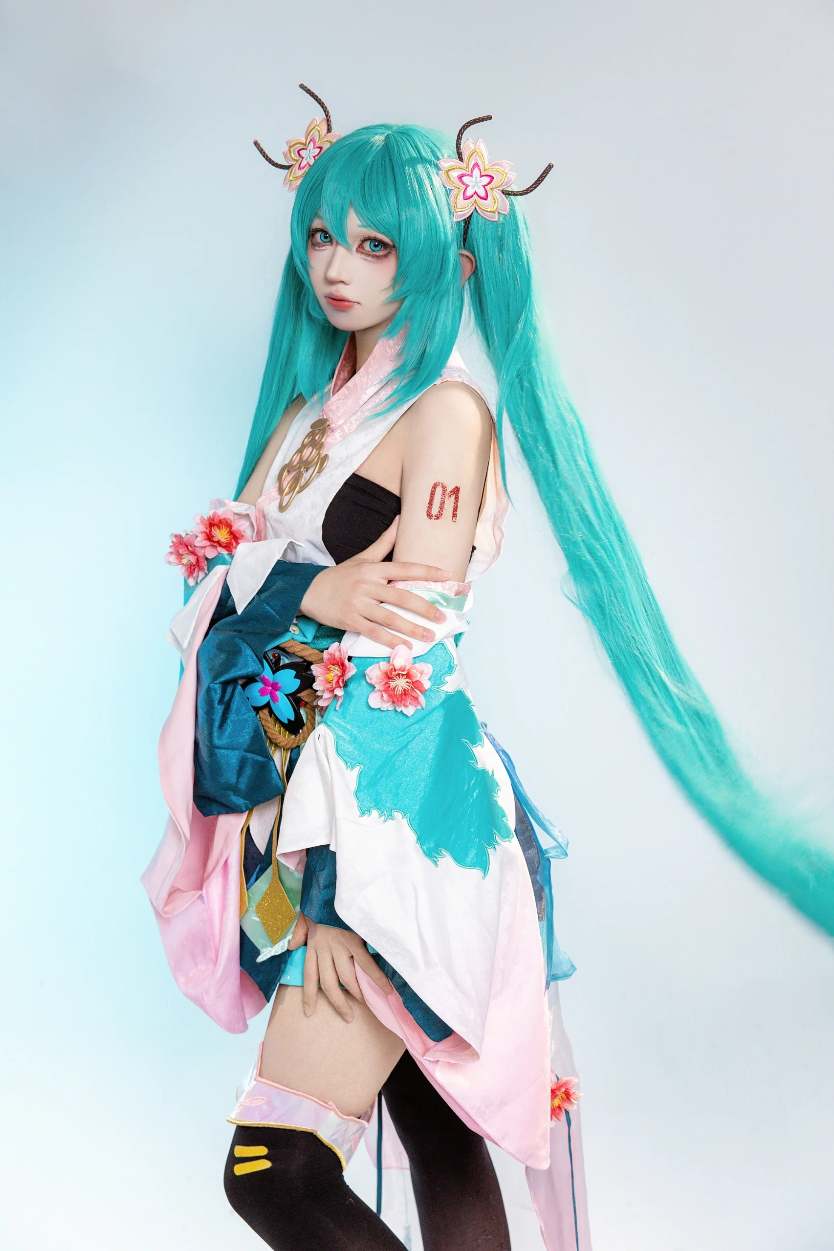 【初音未来cos】阴阳师联动造型，这次穿上了和风樱花套 - 第 3 张