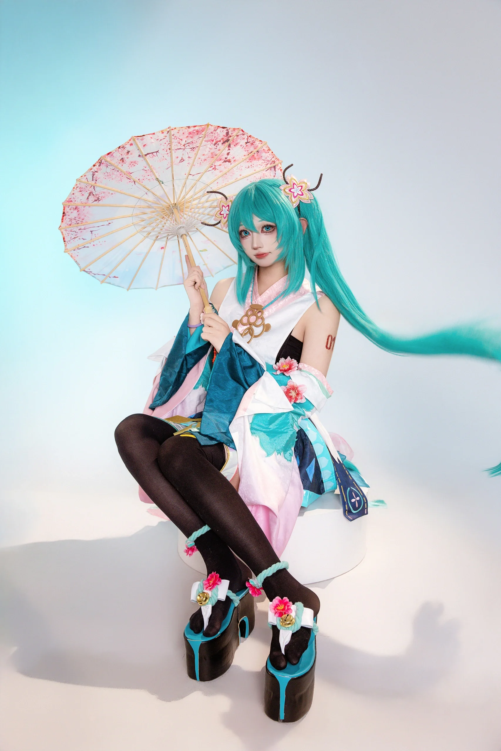 【初音未来cos】阴阳师联动造型，这次穿上了和风樱花套 - 第 4 张