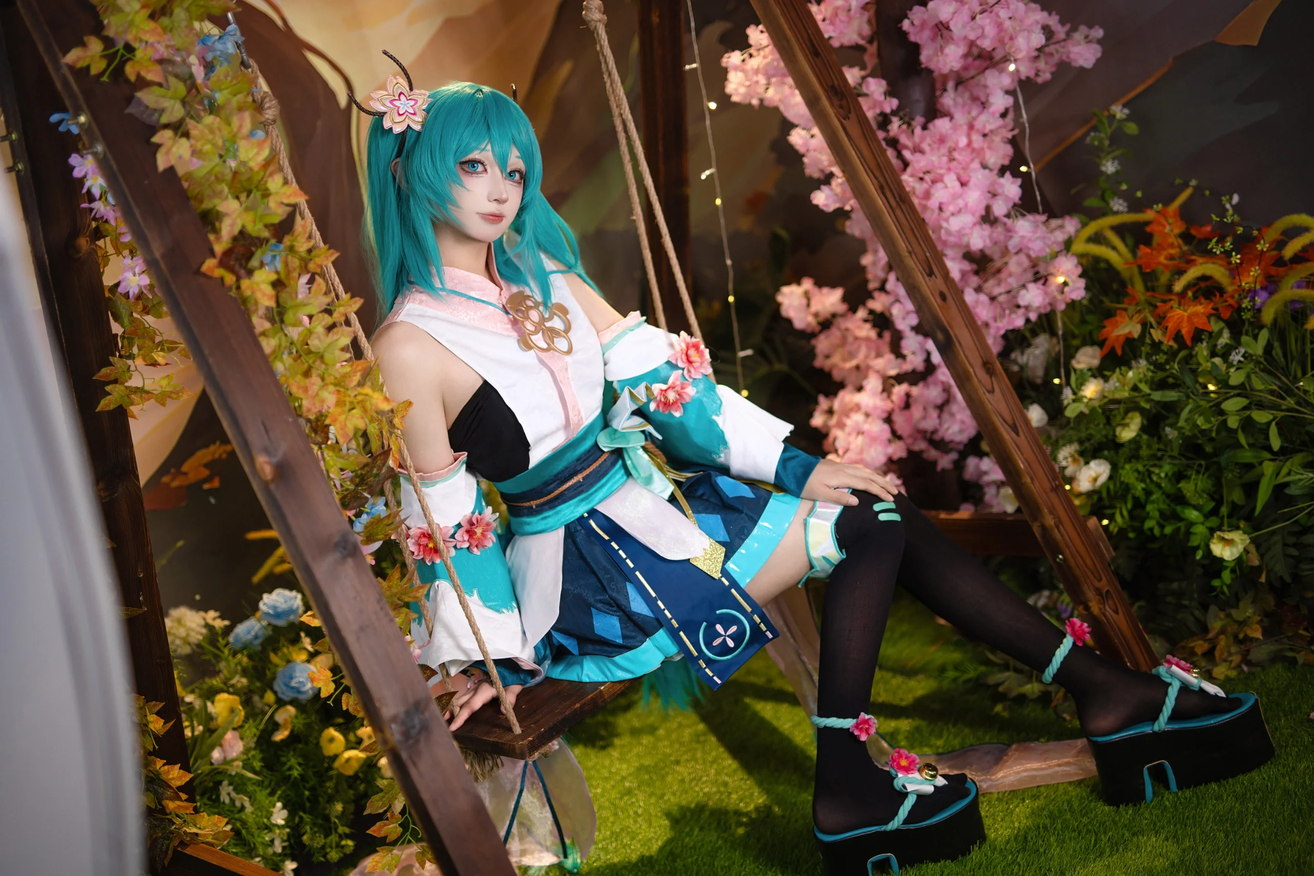 【初音未来cos】阴阳师联动造型，这次穿上了和风樱花套 - 第 7 张