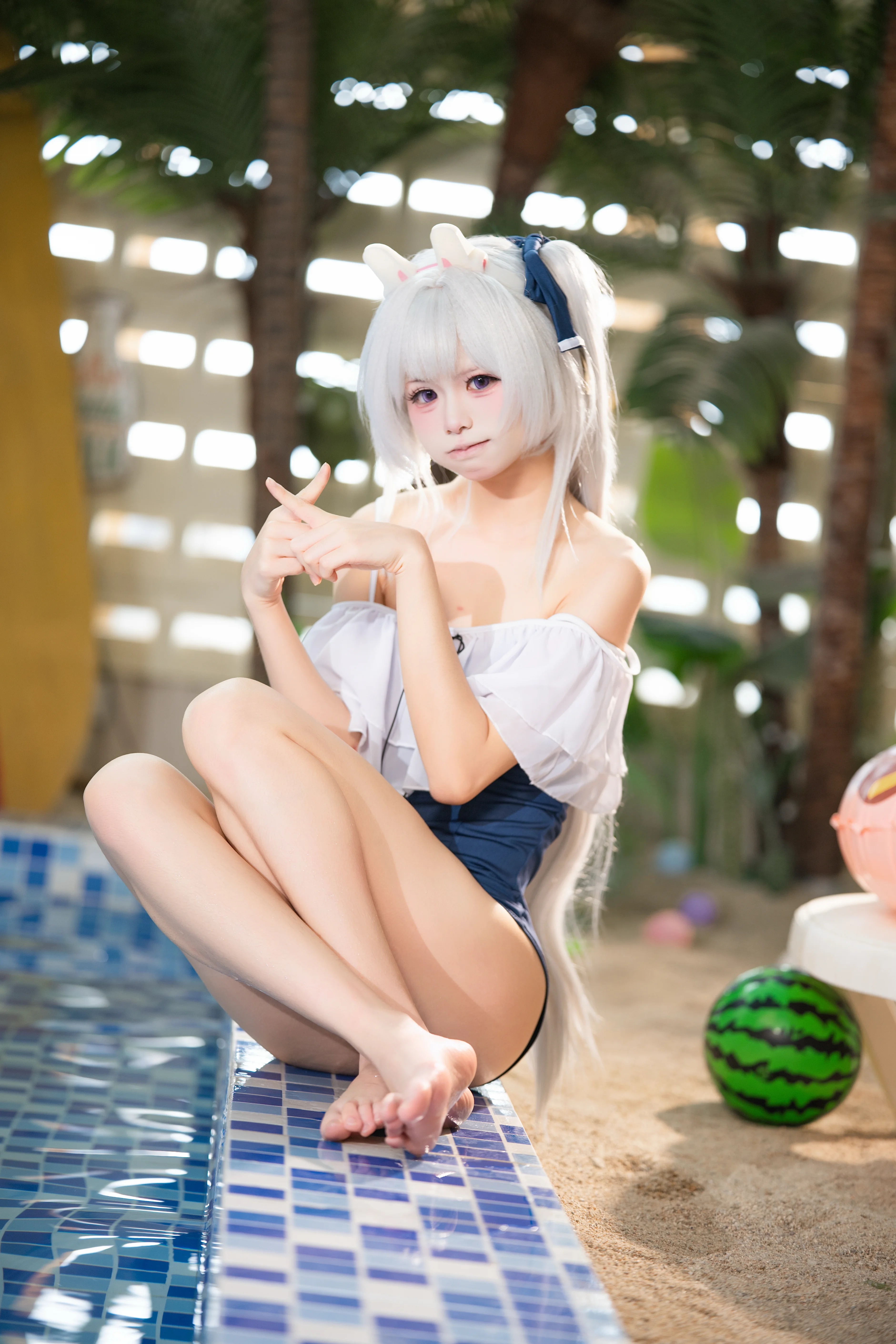 【月雪宫子cos】蔚蓝档案 夏日泳池边的清凉时光 - 第 3 张