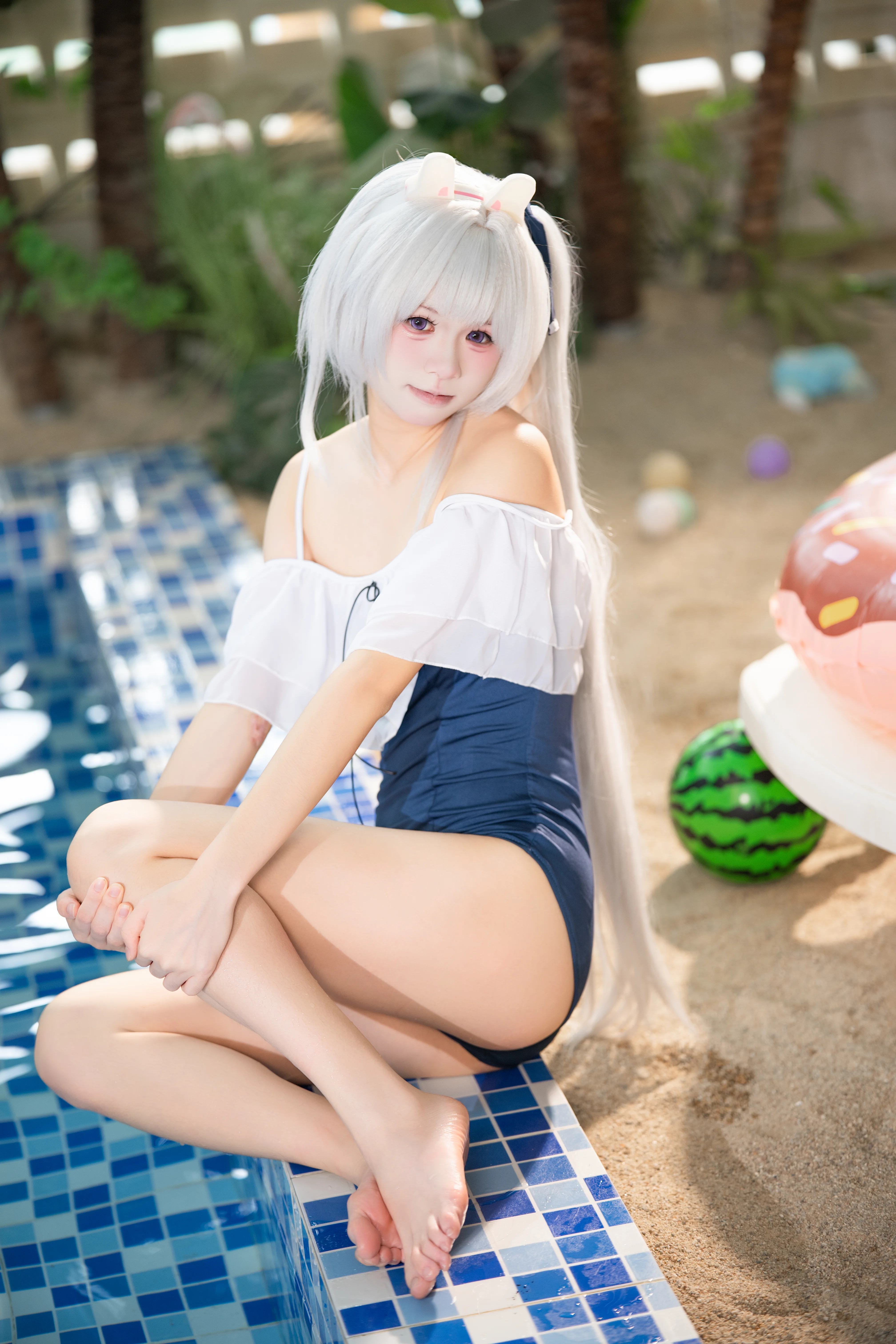 【月雪宫子cos】蔚蓝档案 夏日泳池边的清凉时光 - 第 4 张