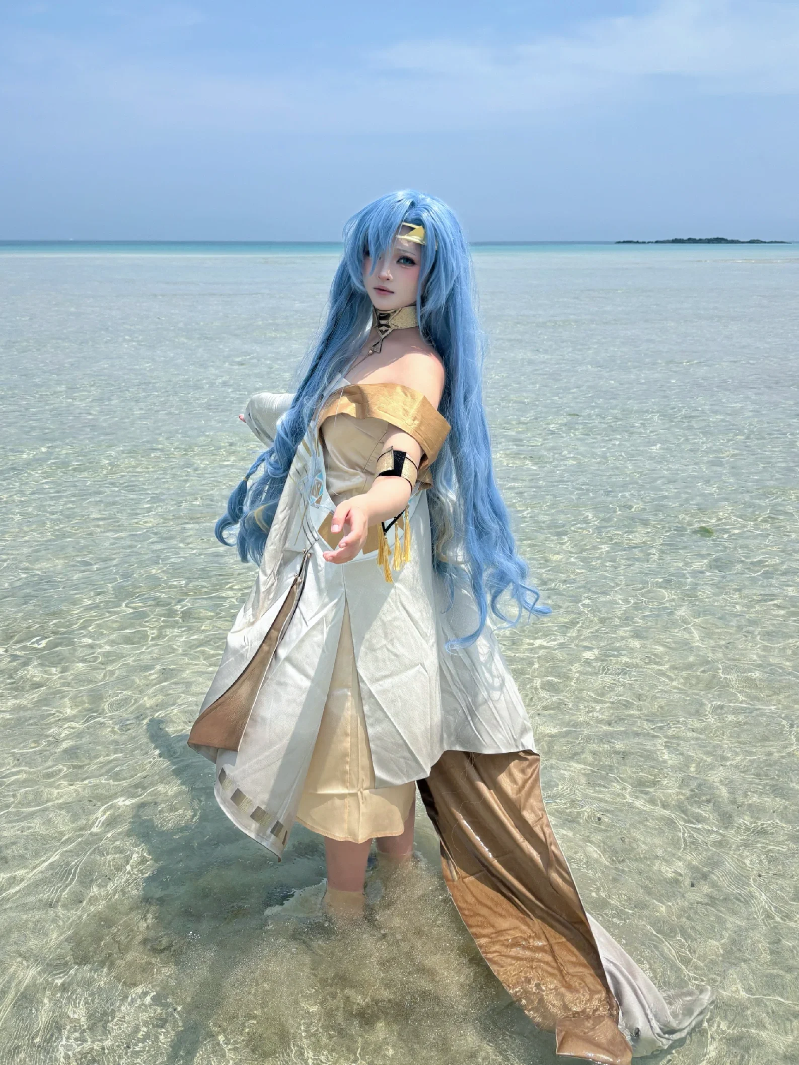 【37cos】重返未来1999济州岛旅拍，碧海蓝波间的蓝发少女