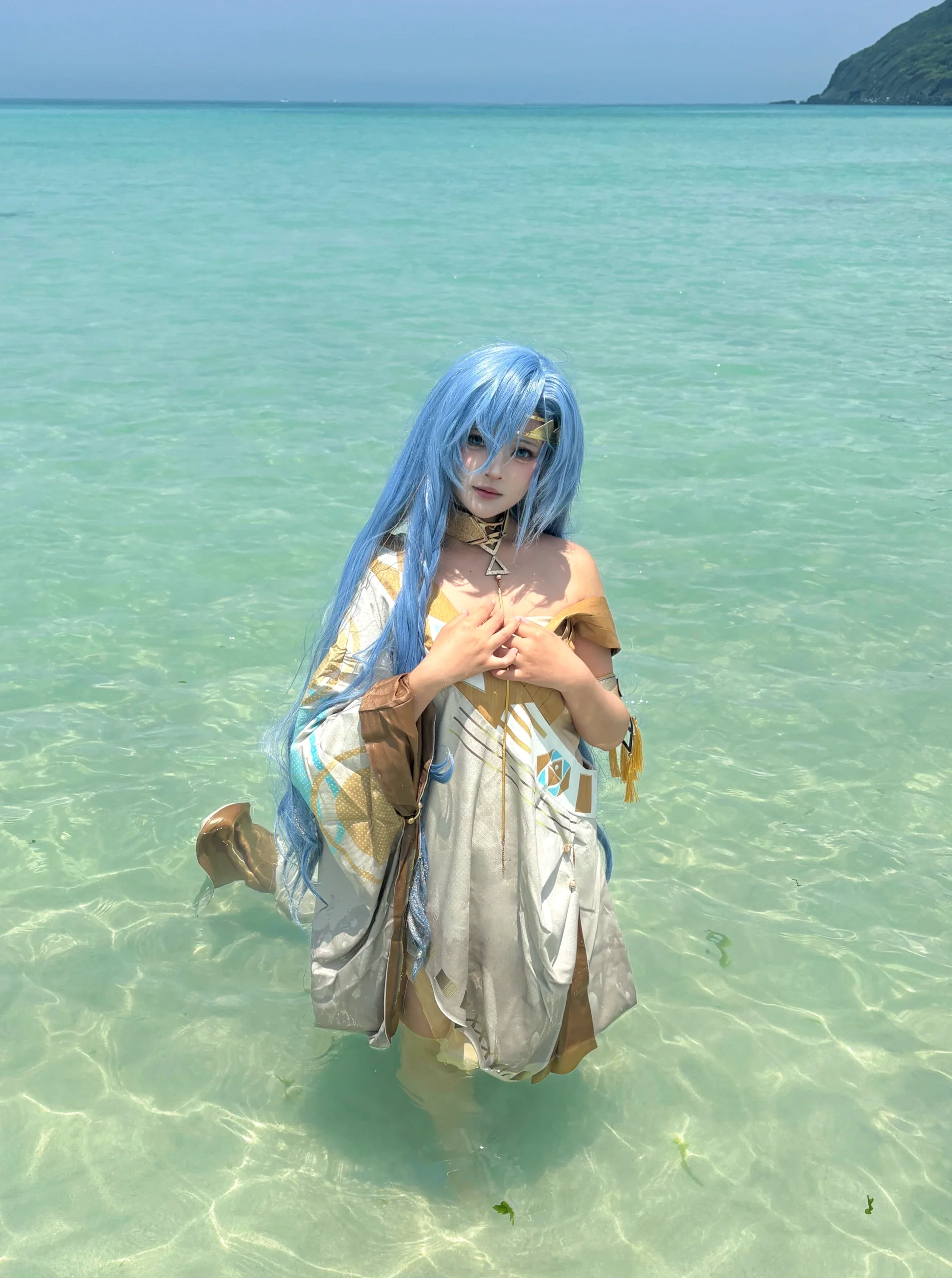 【37cos】重返未来1999济州岛旅拍，碧海蓝波间的蓝发少女 - 第 2 张