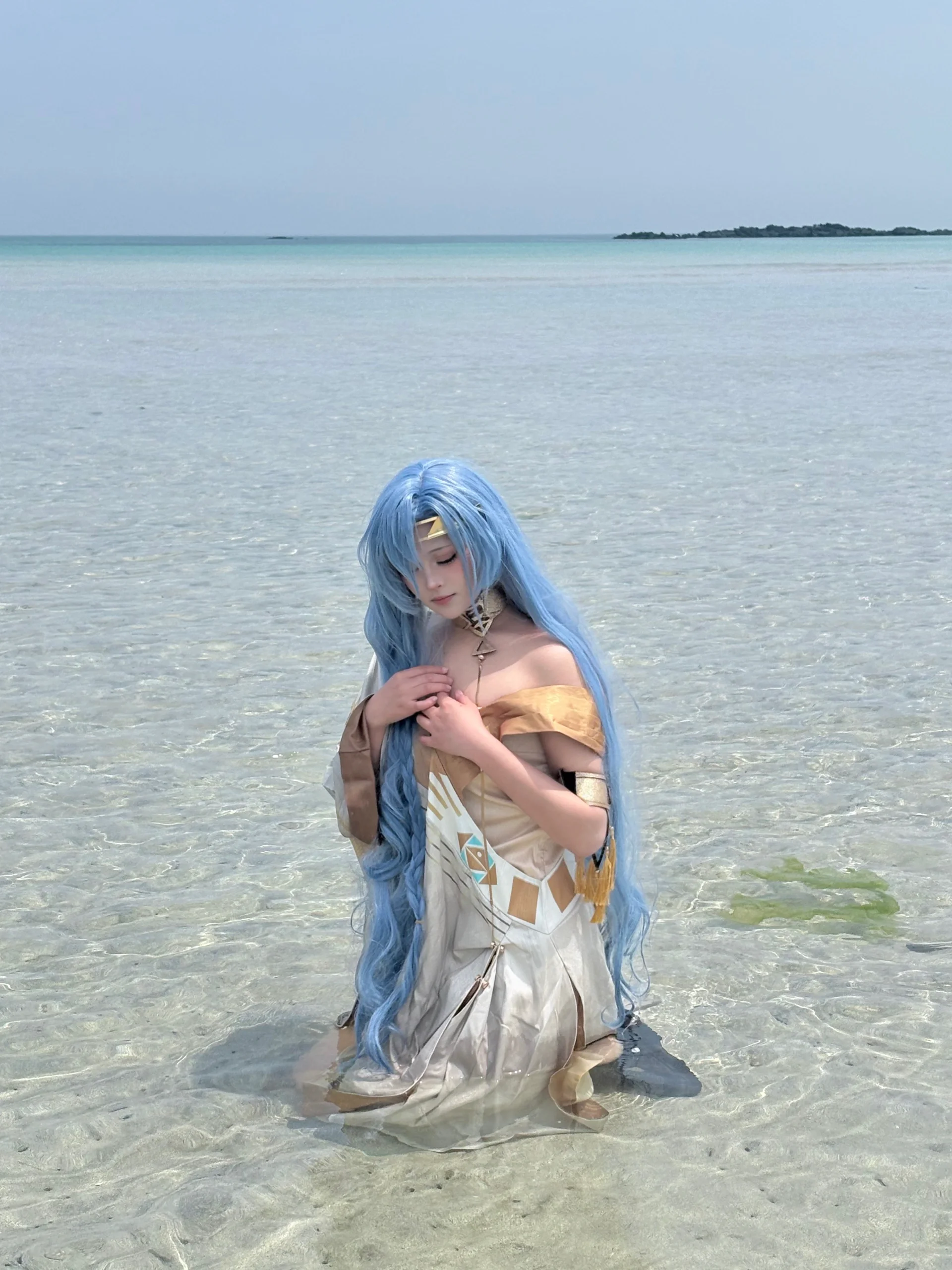【37cos】重返未来1999济州岛旅拍，碧海蓝波间的蓝发少女 - 第 4 张