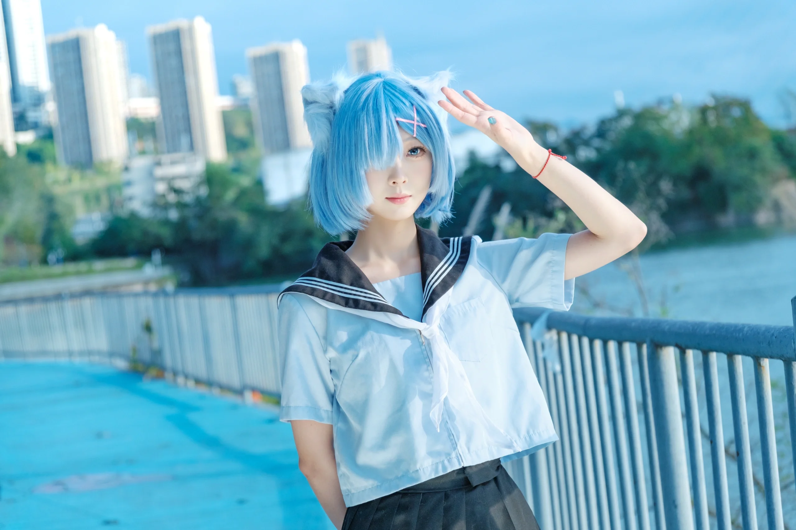 【蕾姆cos】蓝发少女与城市天台，与Re0的夏日重逢 - 第 3 张