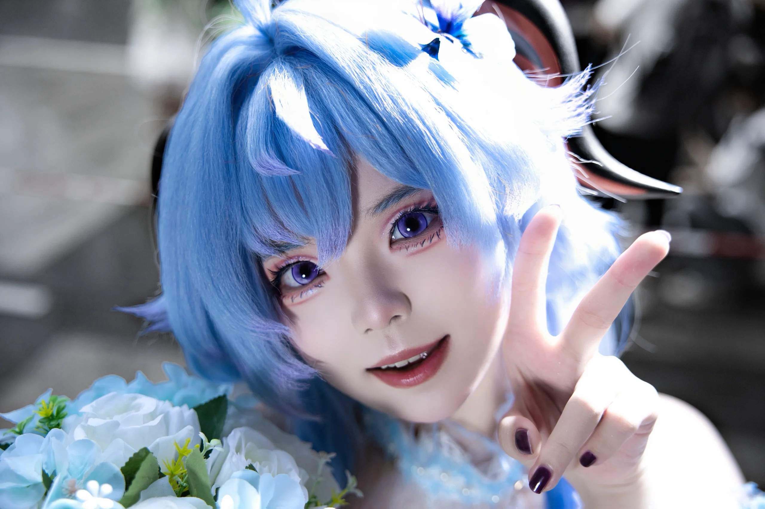 【甘雨cos】原神璃月仙兽，蓝白花嫁的梦幻时刻 - 第 4 张