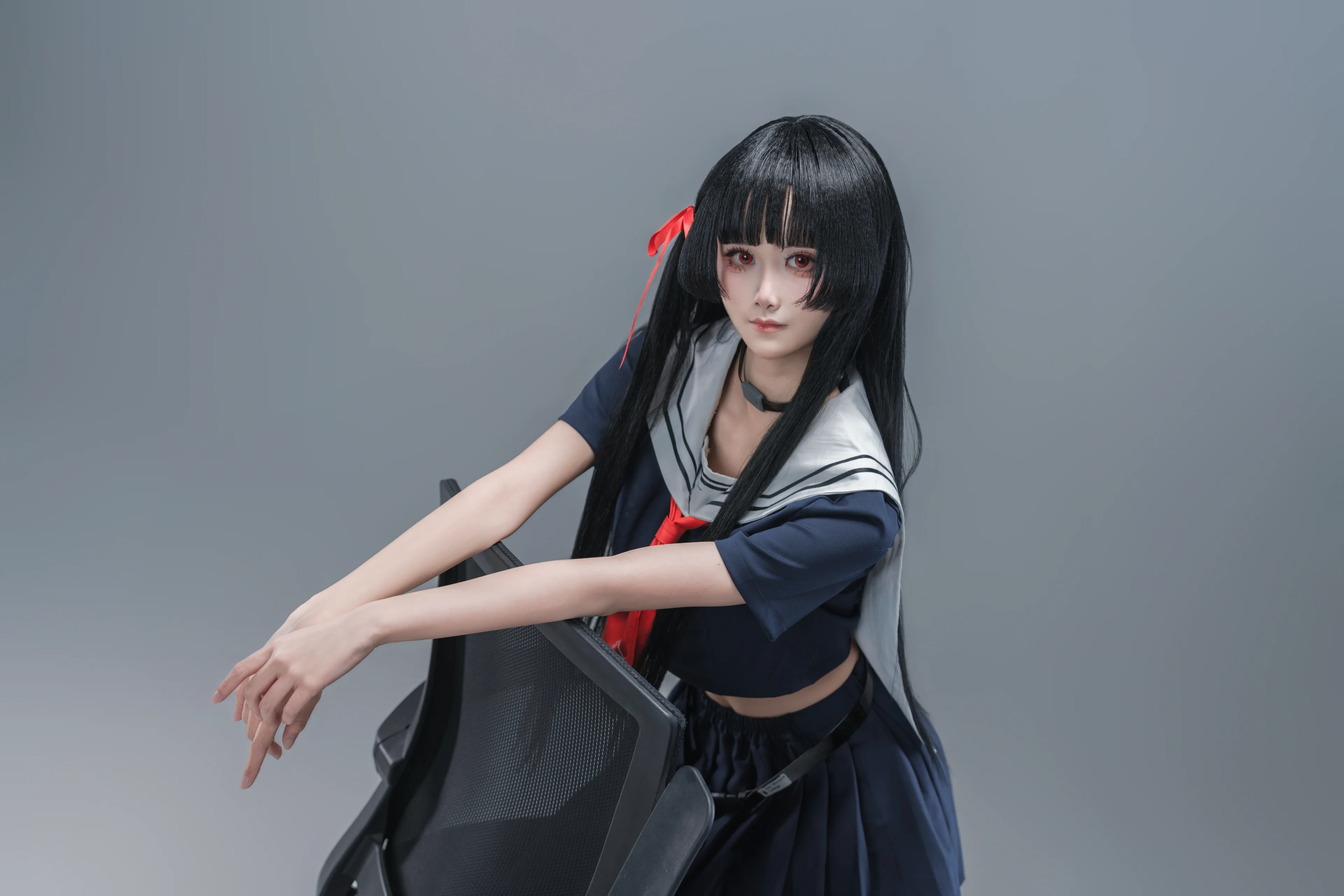 【千咲cos】鸣潮创作激励，白棚拍摄机能风水手服尝试 - 第 11 张