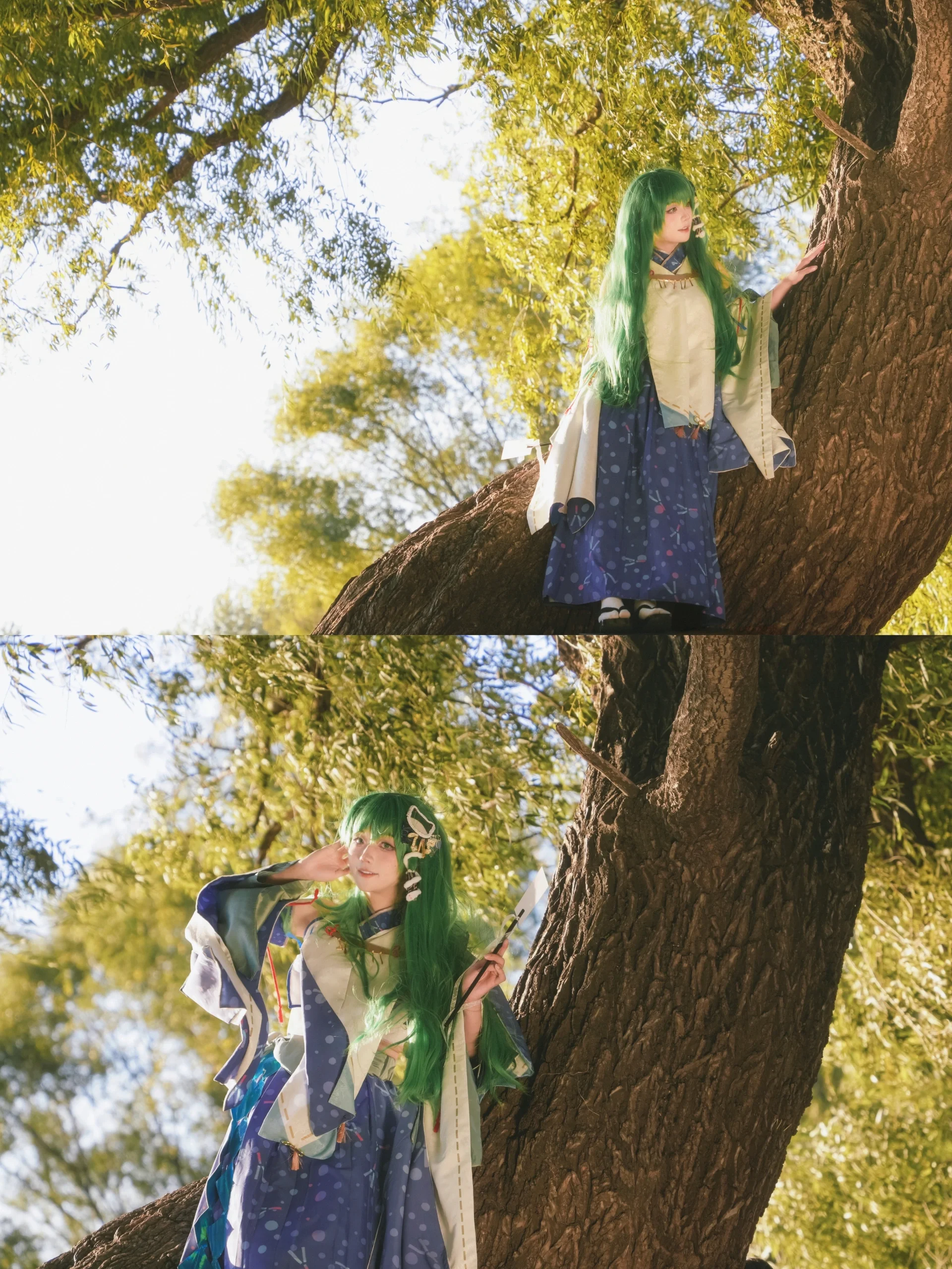 【东风谷早苗cos】东方project，树梢上的风神少女 - 第 3 张