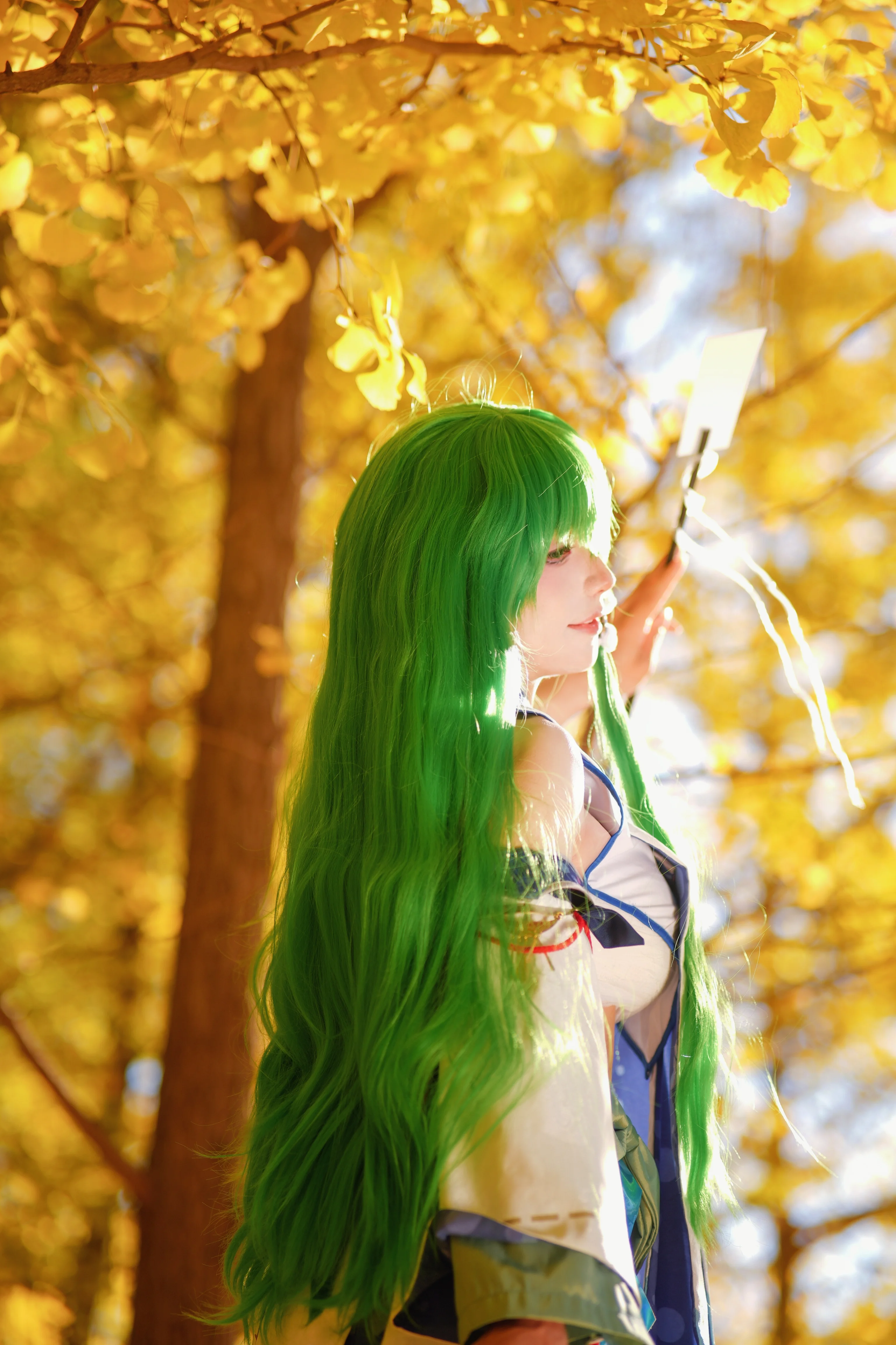 【东风谷早苗cos】秋日的银杏林里，是来赴约的守矢神社巫女 - 第 2 张