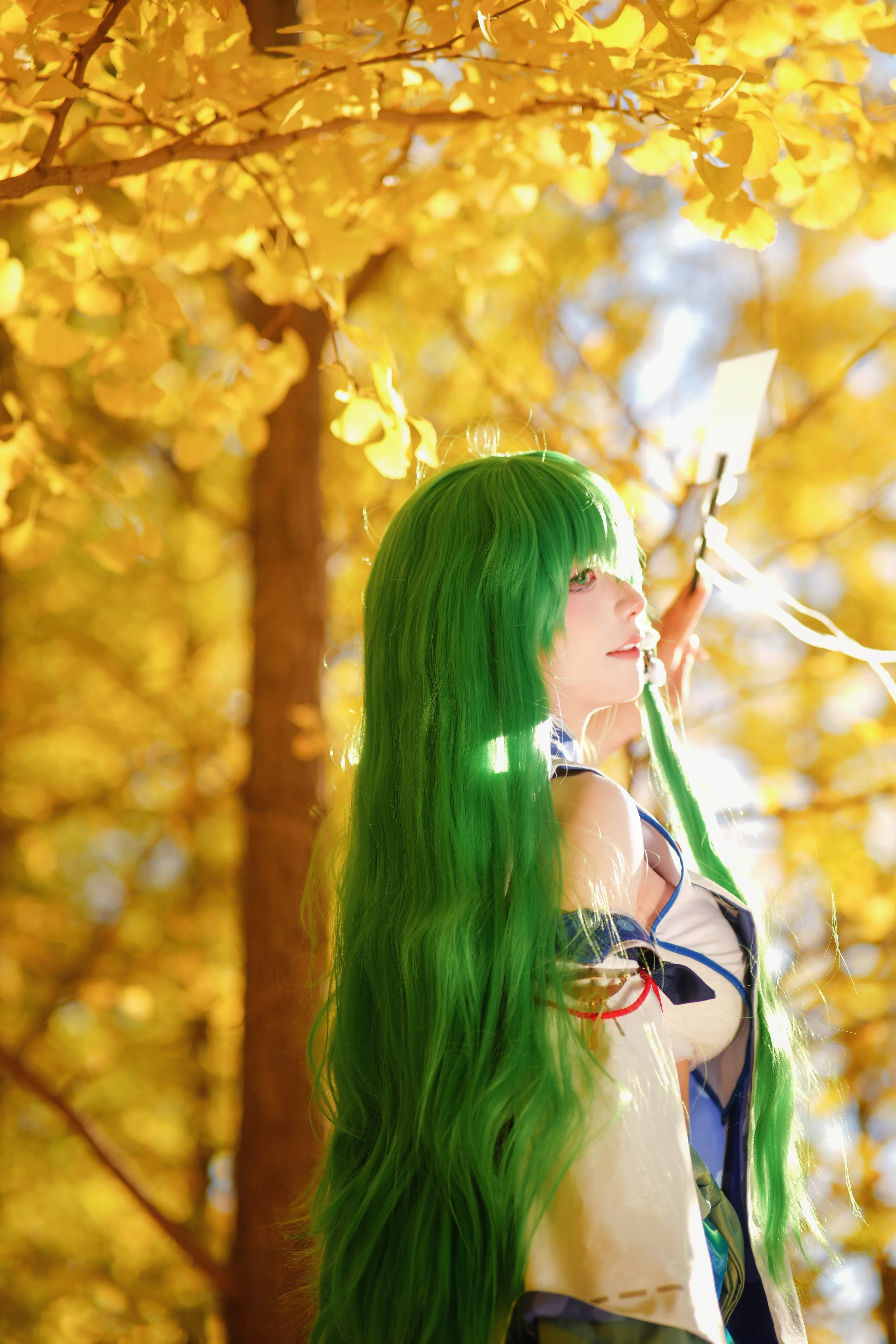 【东风谷早苗cos】秋日的银杏林里，是来赴约的守矢神社巫女 - 第 3 张