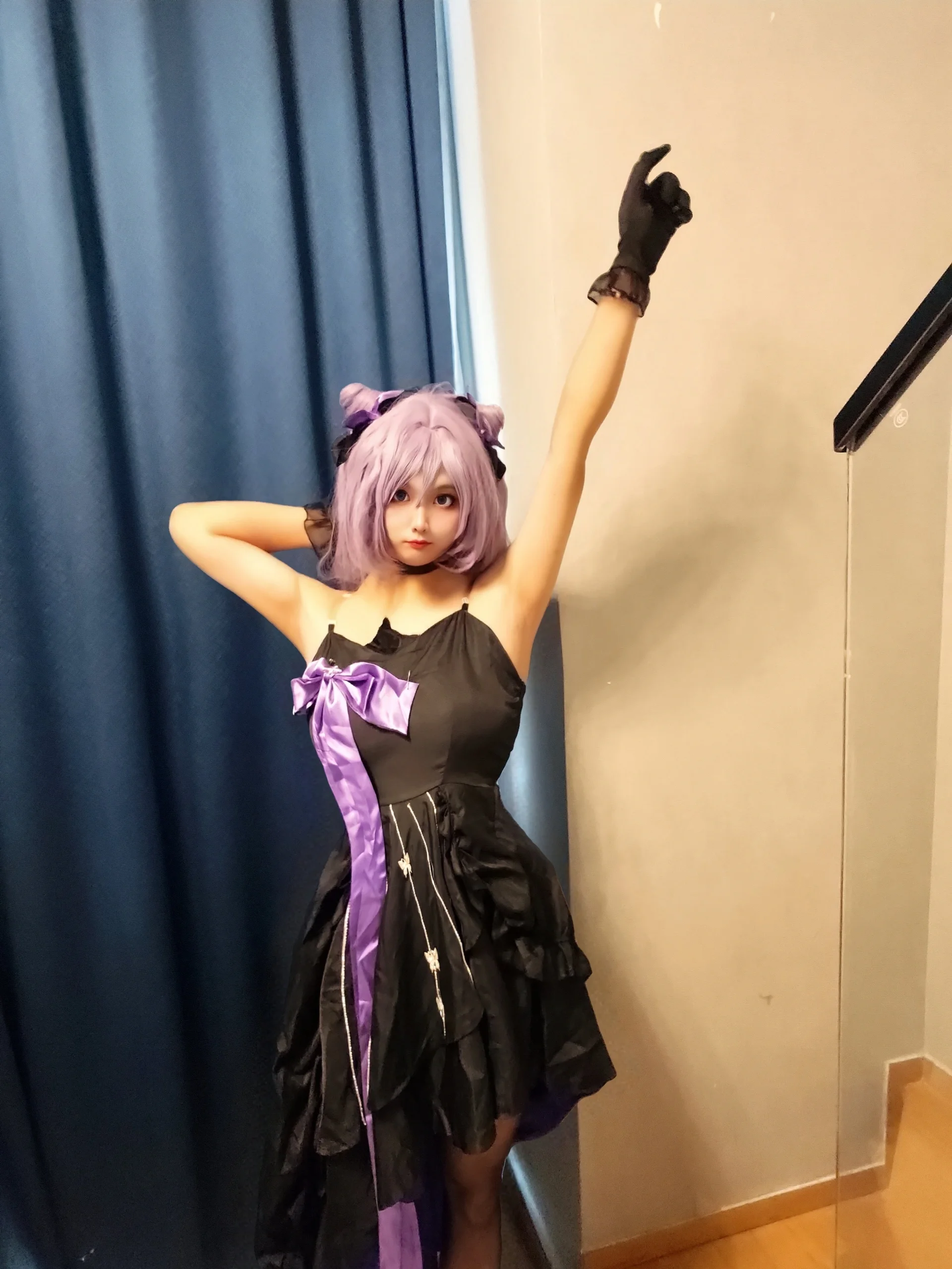 【刻晴コスプレ】『原神』コラボ限定の黒紫ドレス、室内撮影の瞬間を記録 - 17 枚目