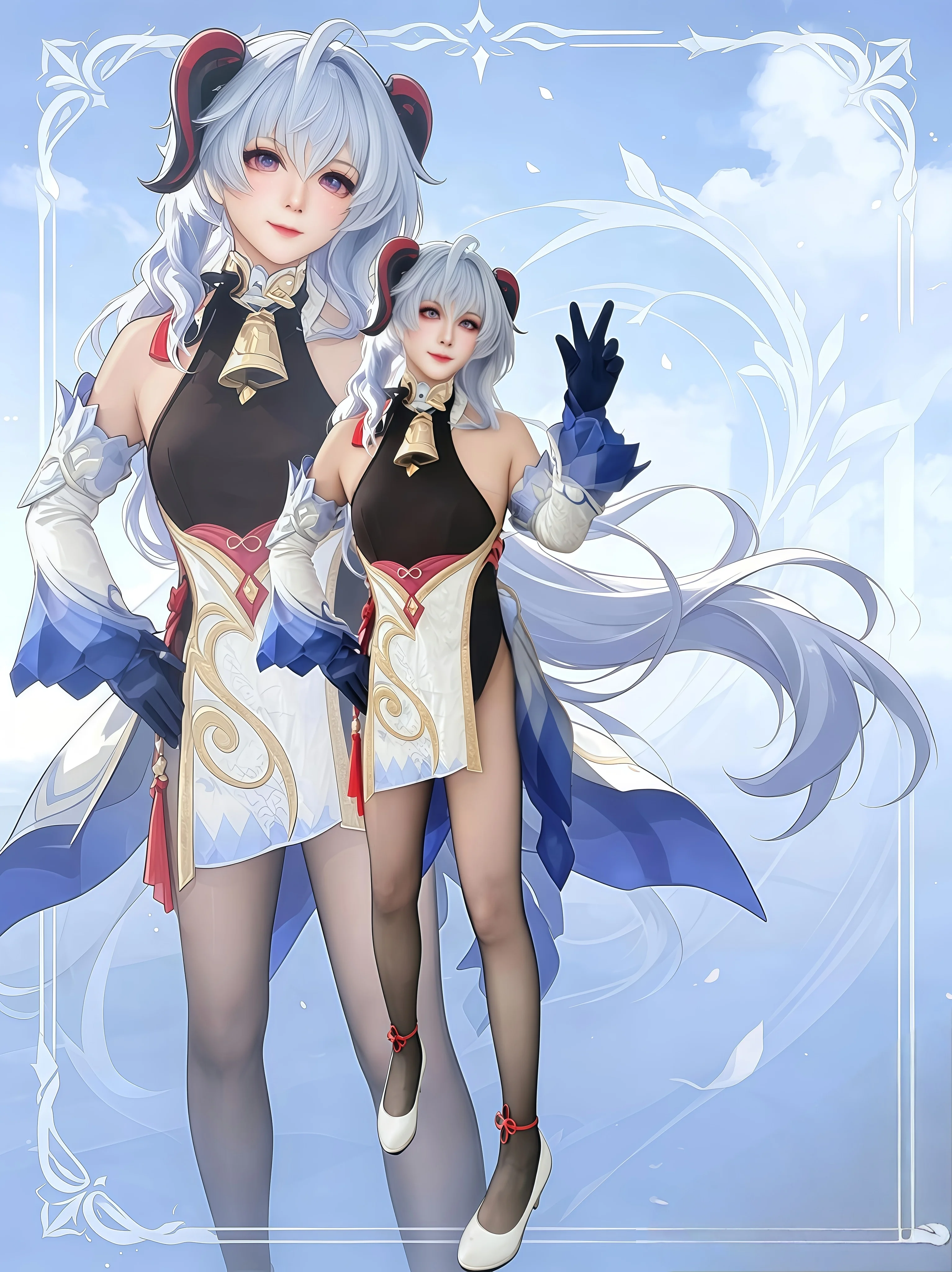 【甘雨cos】璃月的冰雪契约，黑丝与冰霜弓的质感还原 - 第 5 张