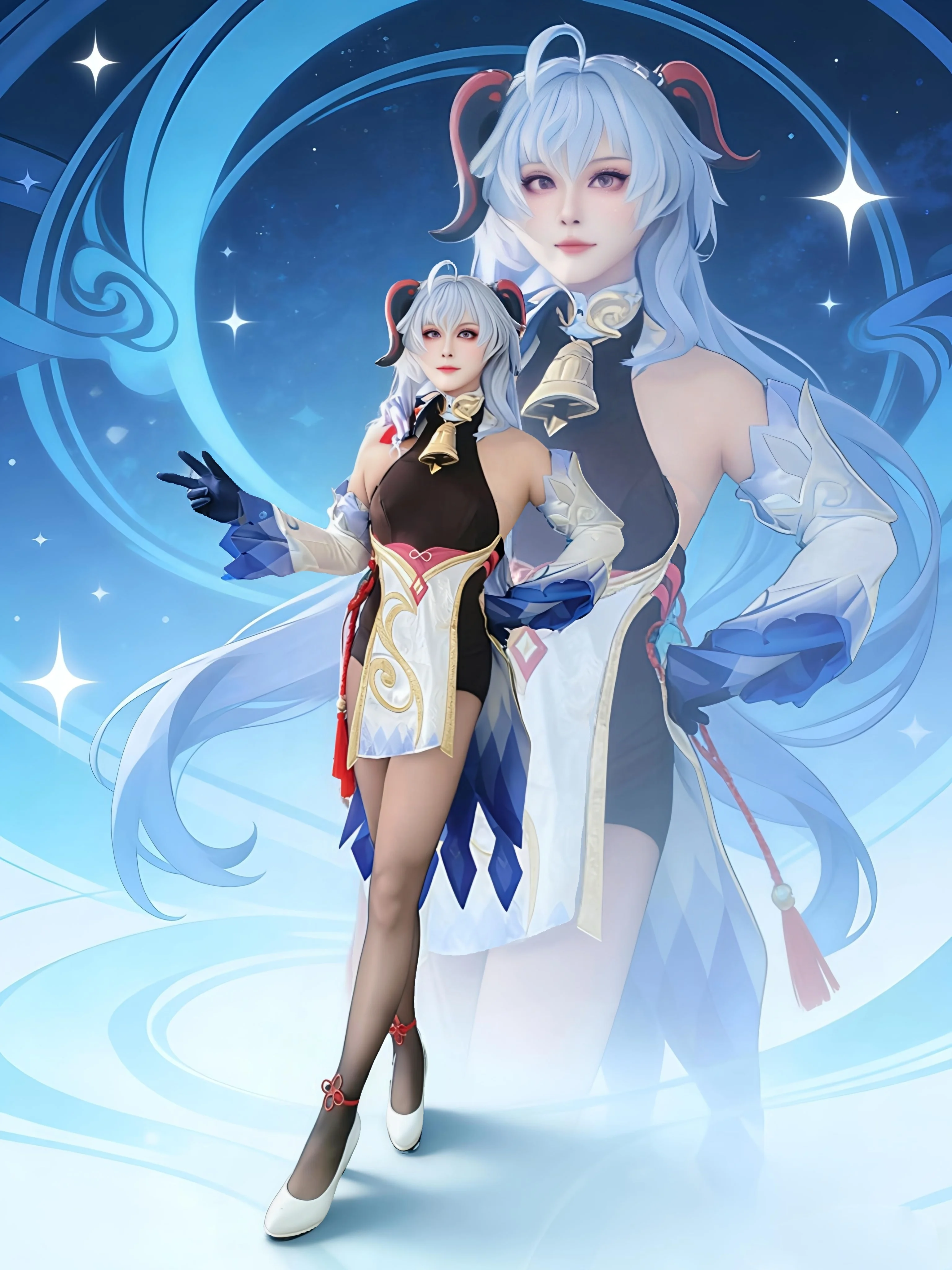 【甘雨cos】璃月的冰雪契约，黑丝与冰霜弓的质感还原 - 第 7 张