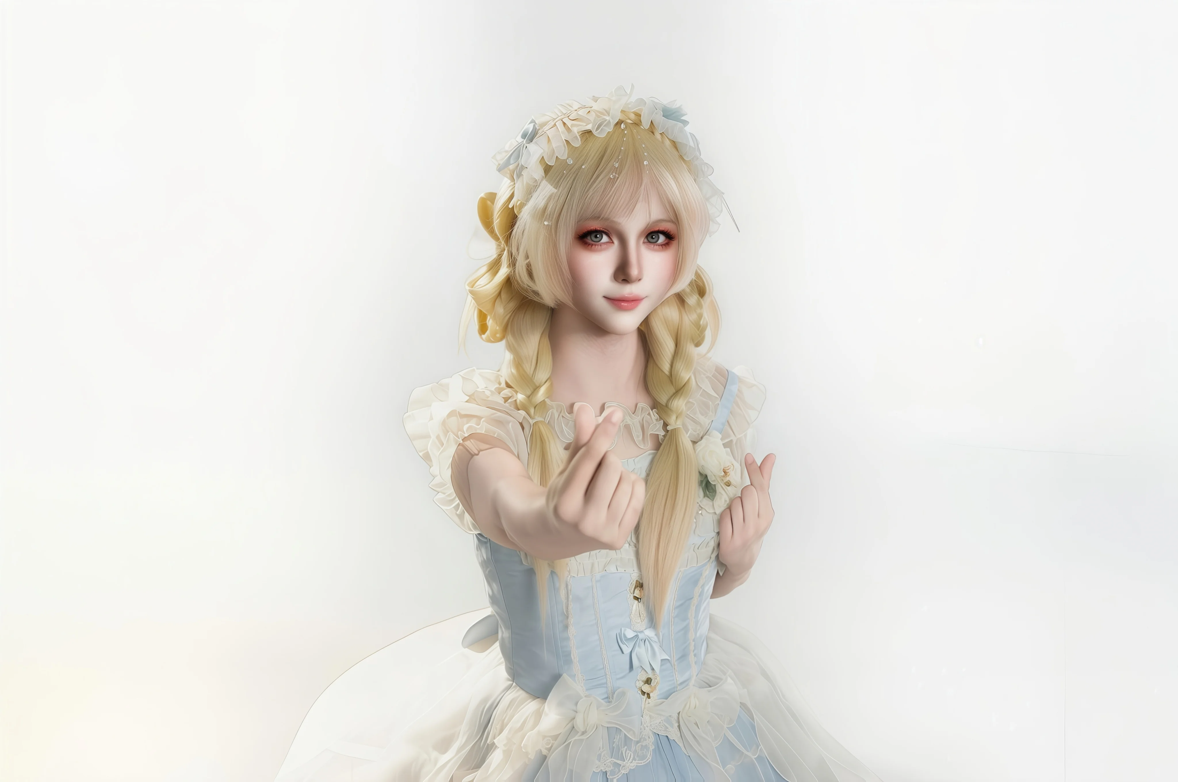 第三套Lolita正片，浅蓝纯白洋装的优雅定格 - 第 1 张