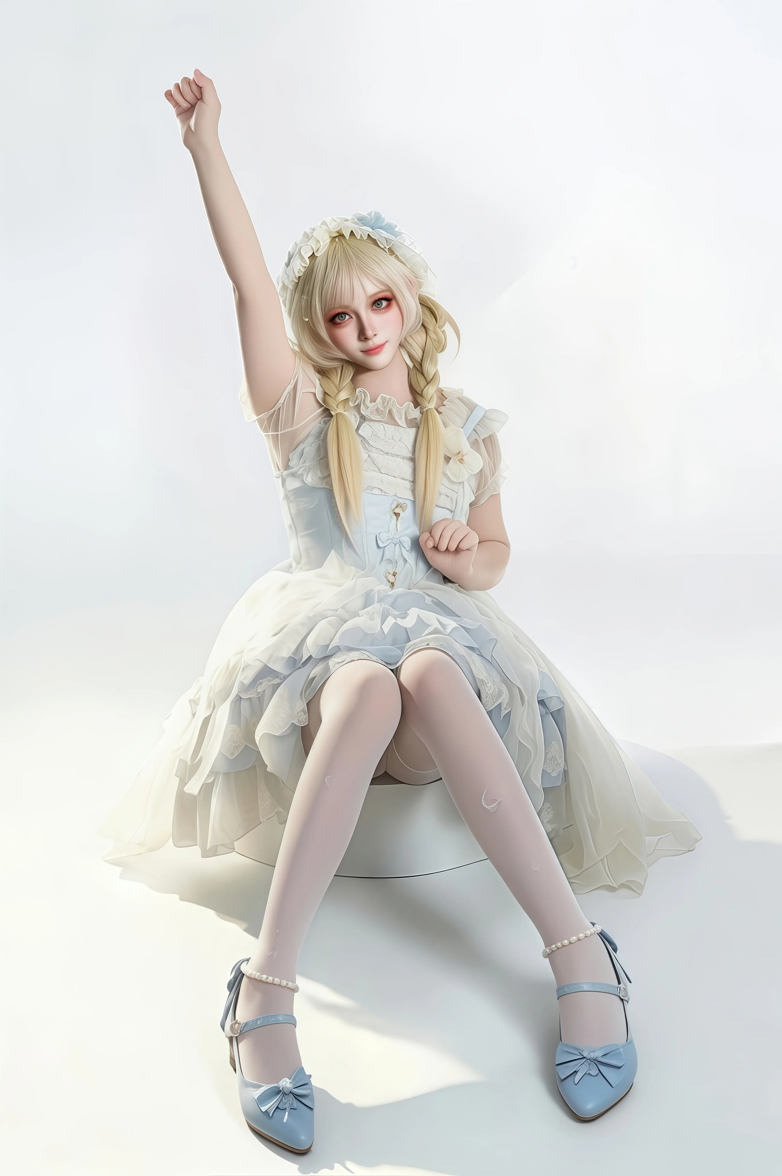第三套Lolita正片，浅蓝纯白洋装的优雅定格 - 第 10 张