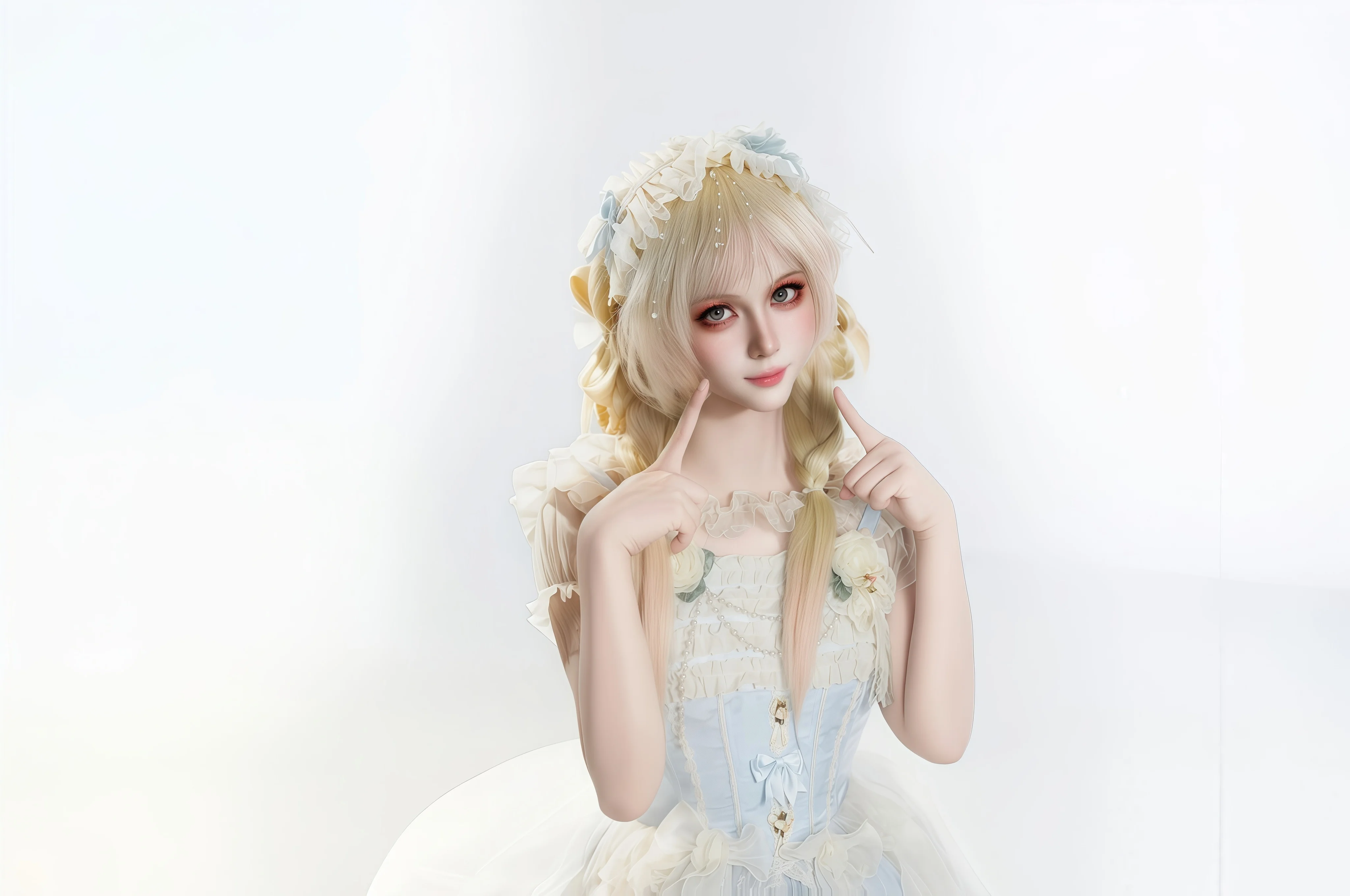 第三套Lolita正片，浅蓝纯白洋装的优雅定格 - 第 2 张