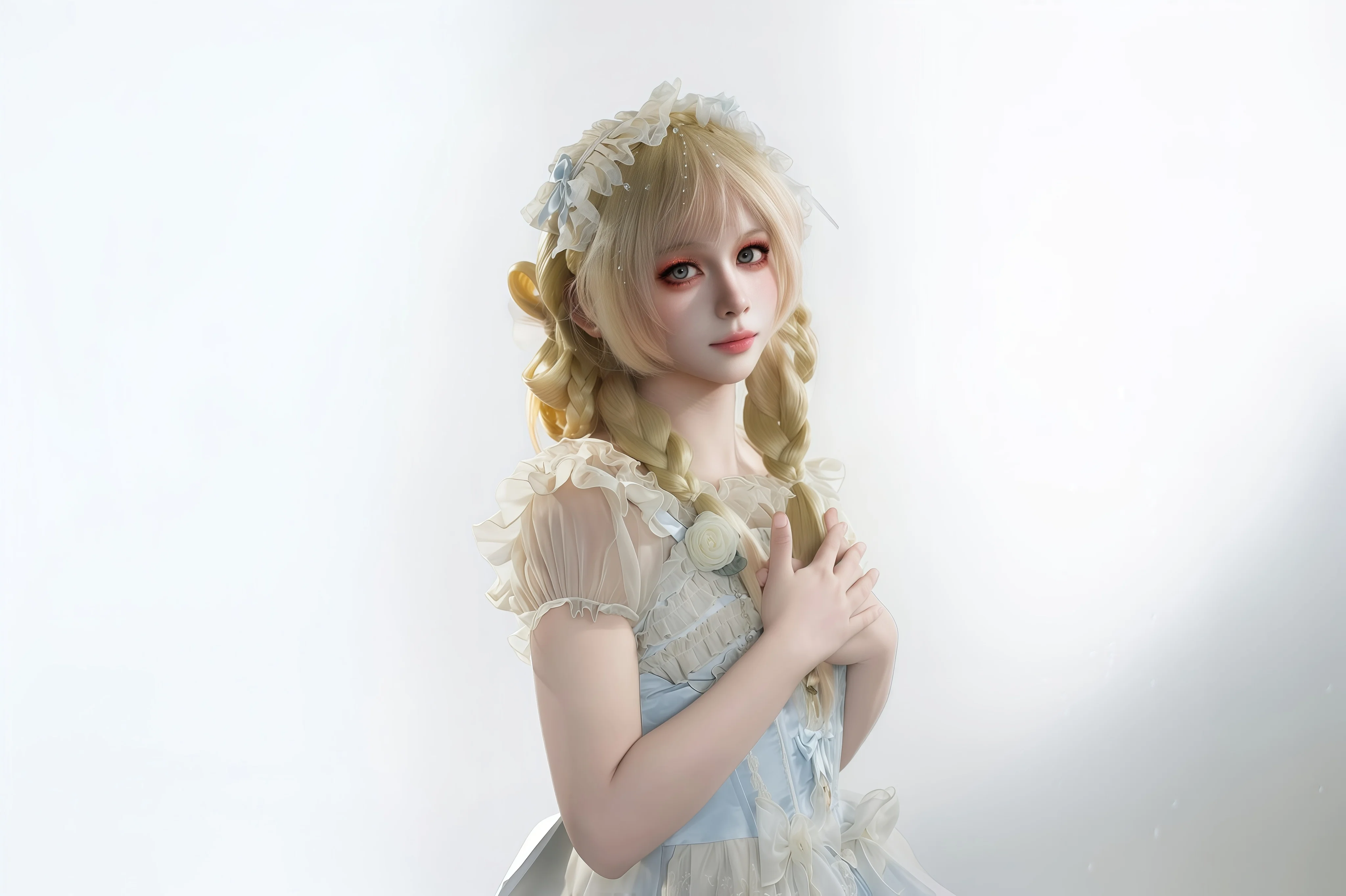 第三套Lolita正片，浅蓝纯白洋装的优雅定格 - 第 3 张