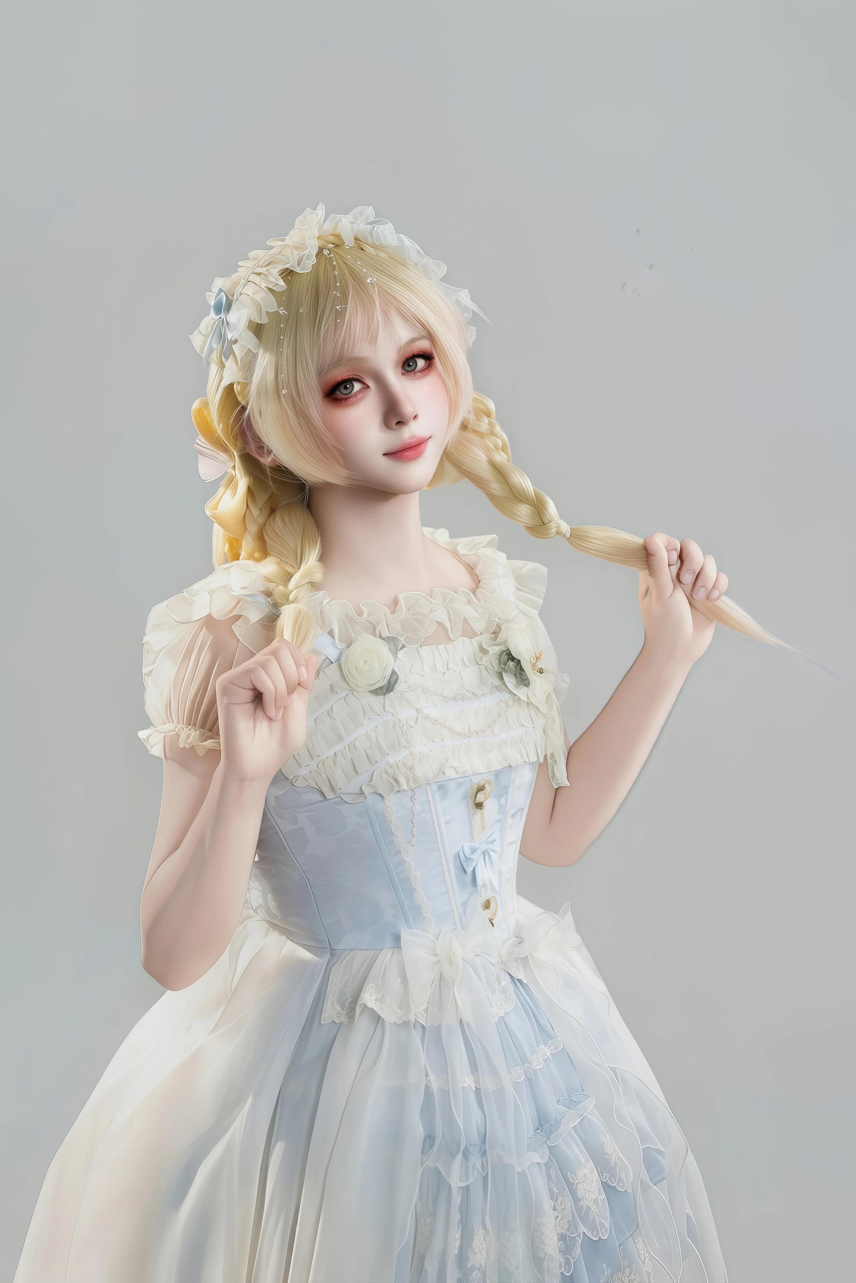 第三套Lolita正片，浅蓝纯白洋装的优雅定格 - 第 5 张