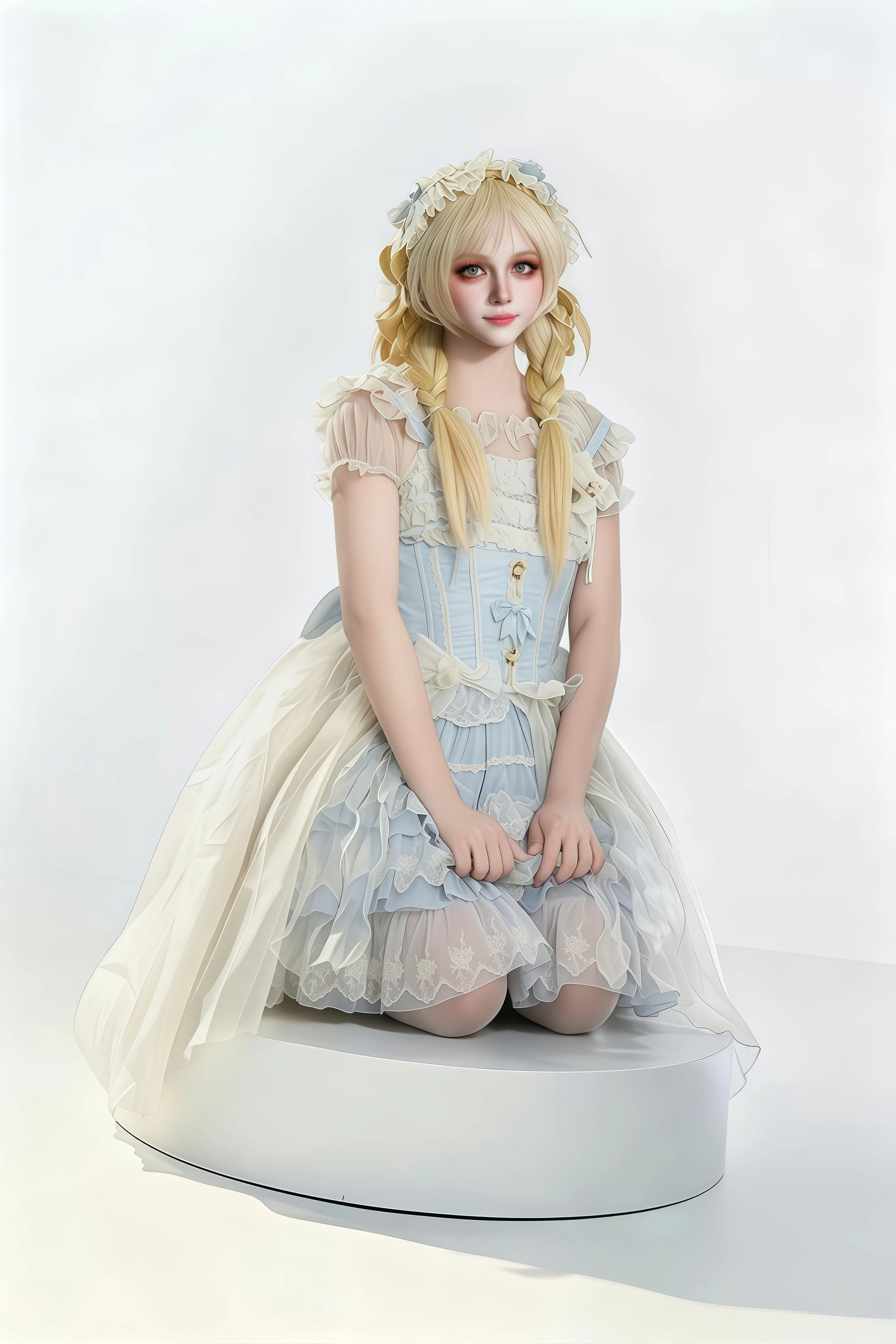 第三套Lolita正片，浅蓝纯白洋装的优雅定格 - 第 7 张