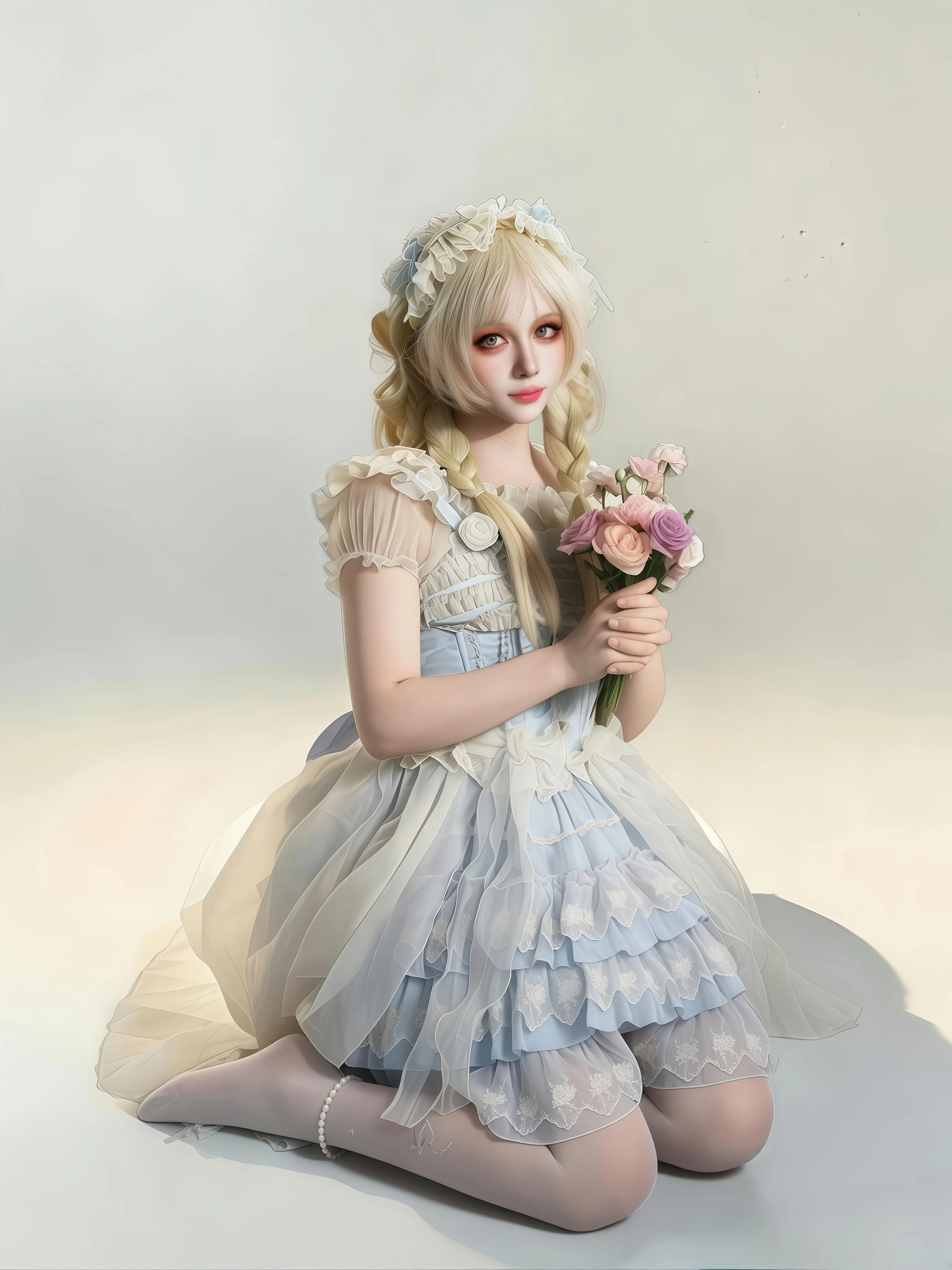 第三套Lolita正片，浅蓝纯白洋装的优雅定格 - 第 8 张